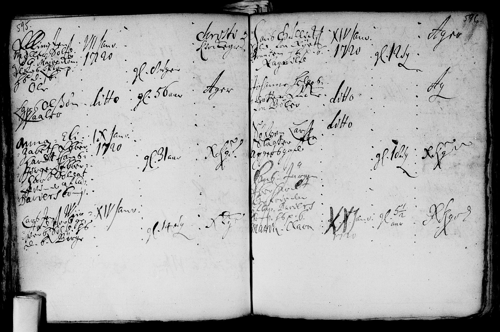 Aker prestekontor kirkebøker, SAO/A-10861/F/L0002: Parish register (official) no. 2, 1714-1720, p. 595-596