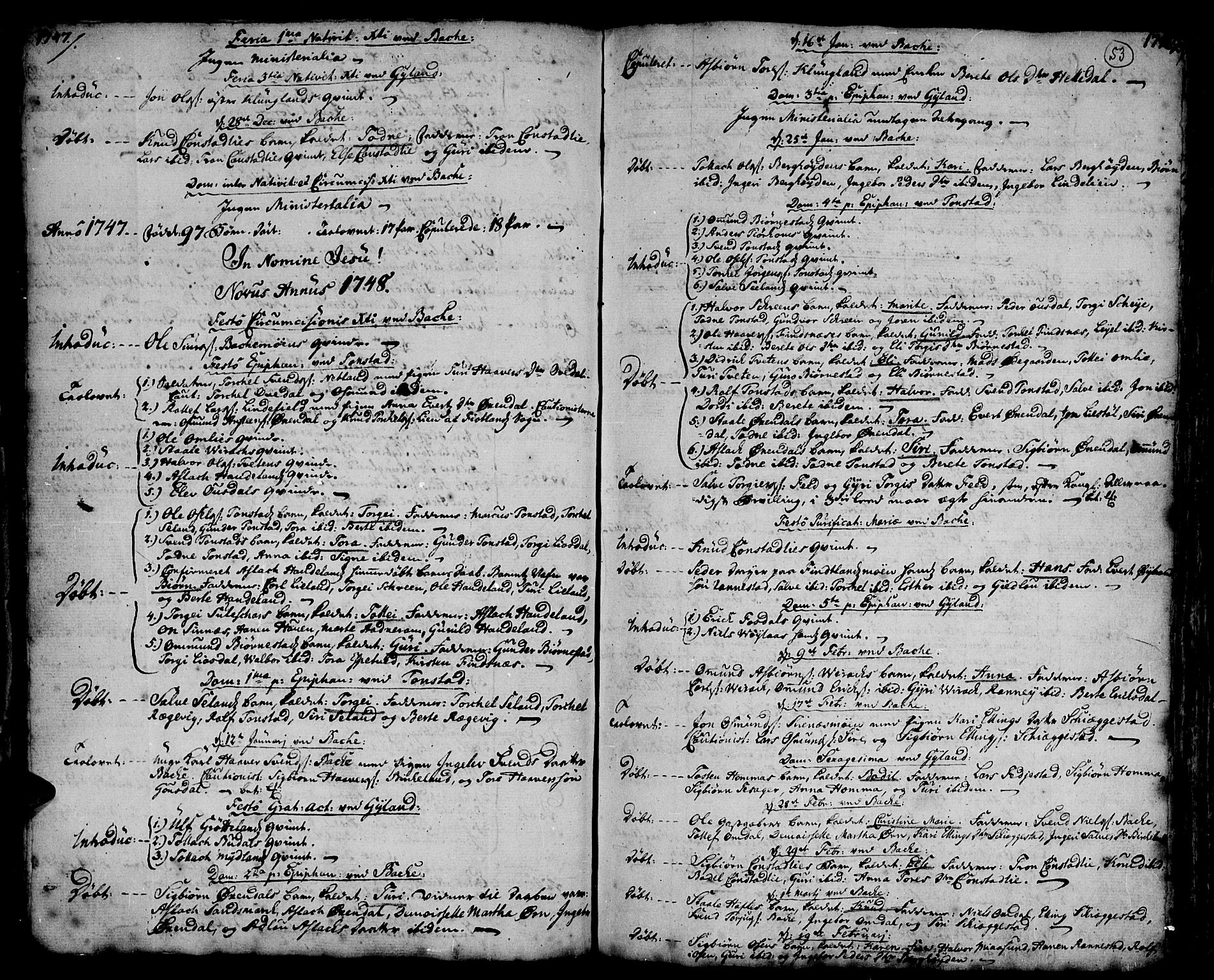 Bakke sokneprestkontor, SAK/1111-0002/F/Fa/Faa/L0001: Parish register (official) no. A 1, 1741-1780, p. 53