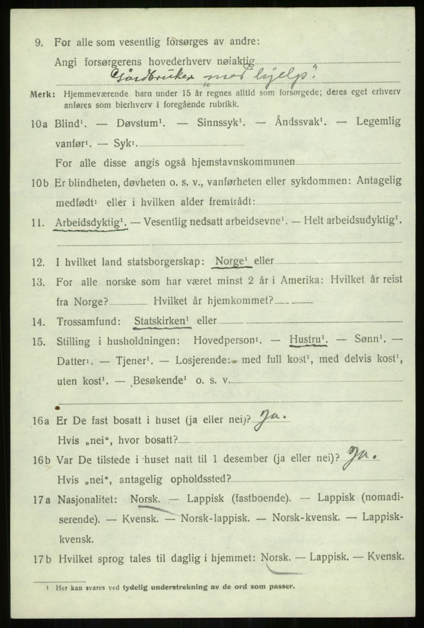 SATØ, 1920 census for Bardu, 1920, p. 2716