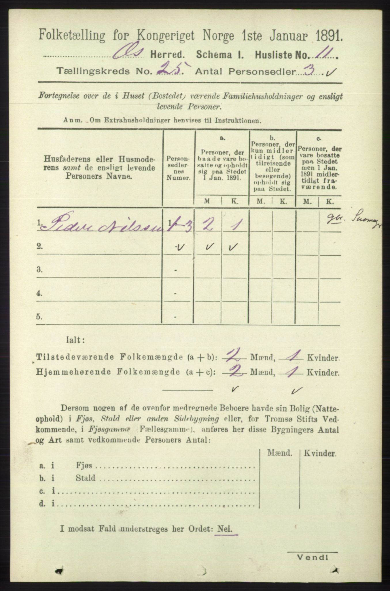 RA, 1891 census for 1243 Os, 1891, p. 5342