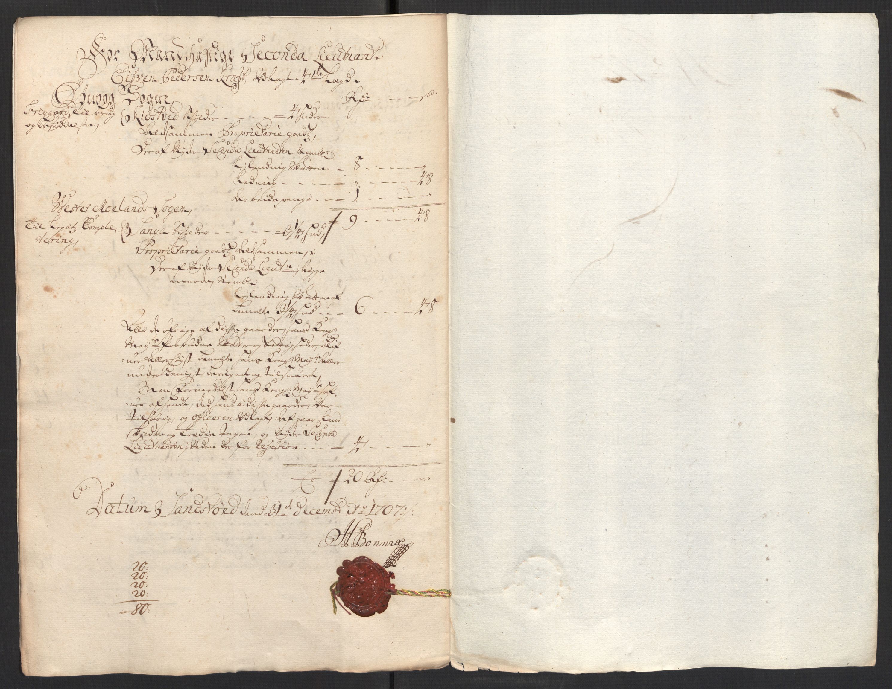 Rentekammeret inntil 1814, Reviderte regnskaper, Fogderegnskap, AV/RA-EA-4092/R39/L2318: Fogderegnskap Nedenes, 1706-1709, p. 166