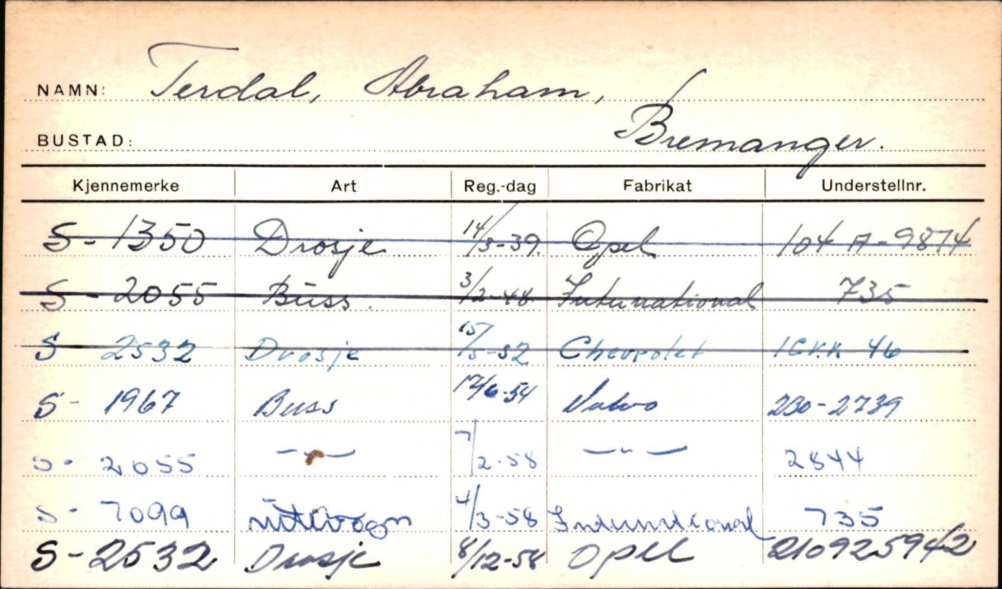 Statens vegvesen, Sogn og Fjordane vegkontor, AV/SAB-A-5301/4/F/L0002: Eigarregister Fjordane til 1.6.1961, 1930-1961, p. 167