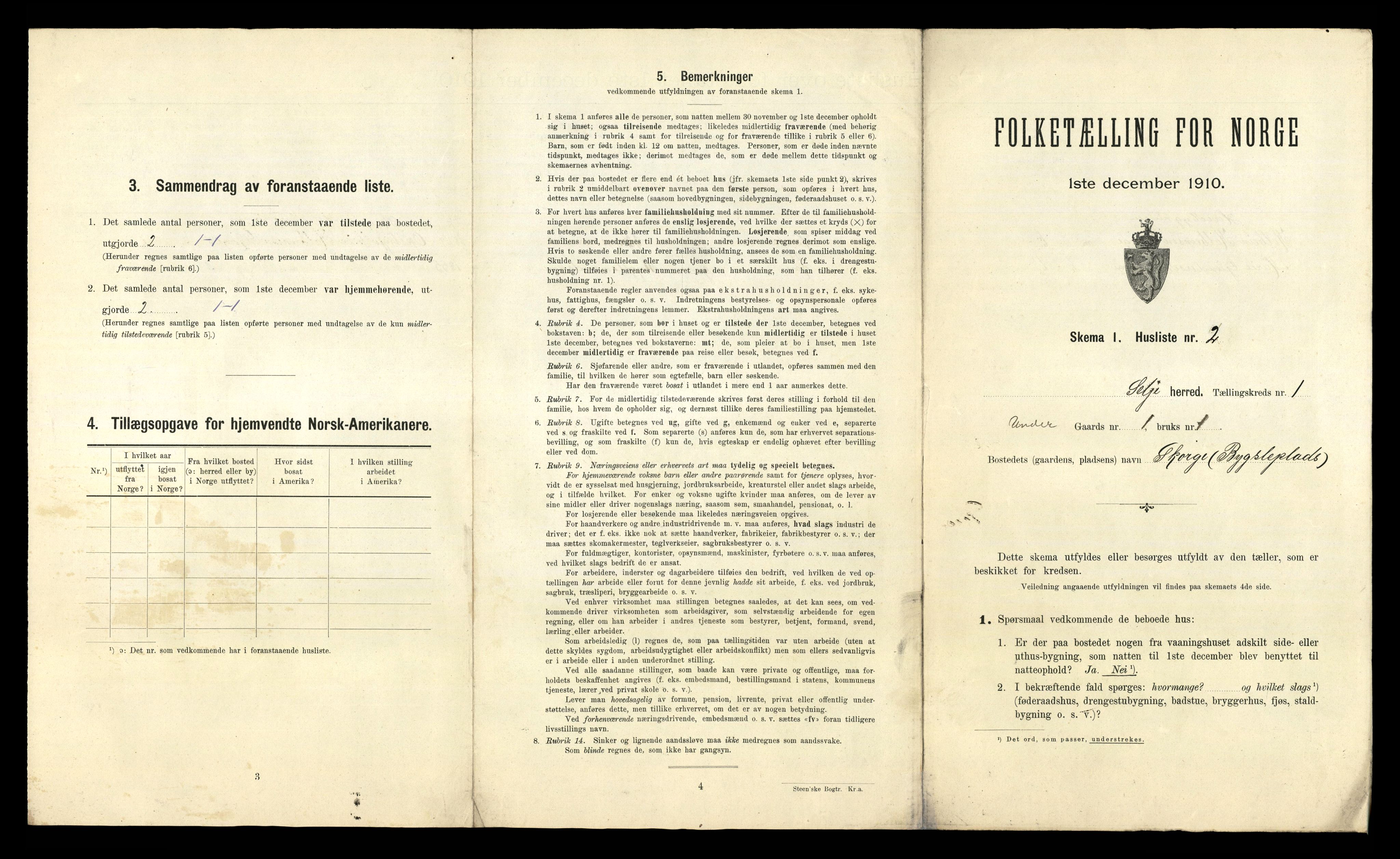 RA, 1910 census for Selje, 1910, p. 50