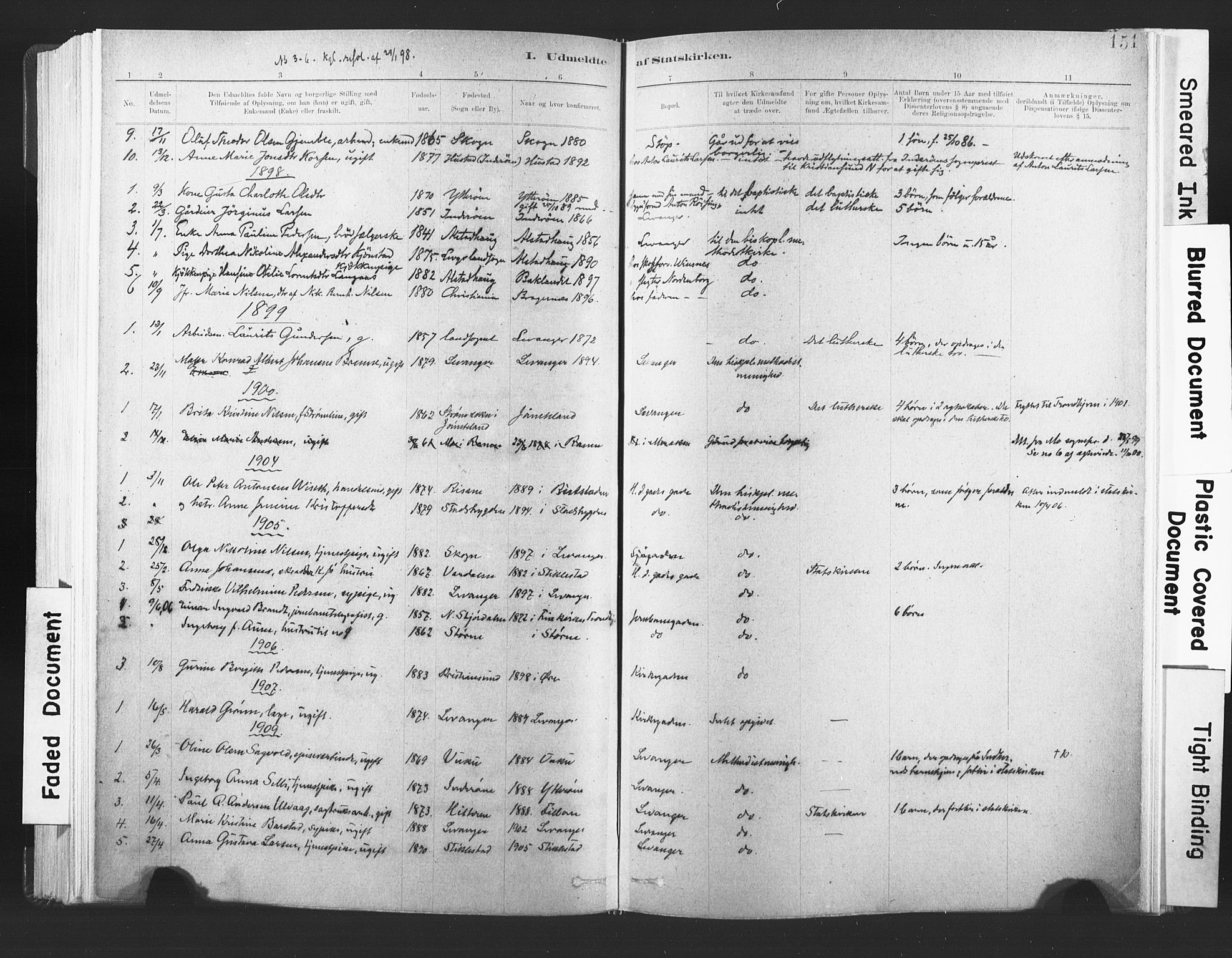 Ministerialprotokoller, klokkerbøker og fødselsregistre - Nord-Trøndelag, AV/SAT-A-1458/720/L0189: Parish register (official) no. 720A05, 1880-1911, p. 151