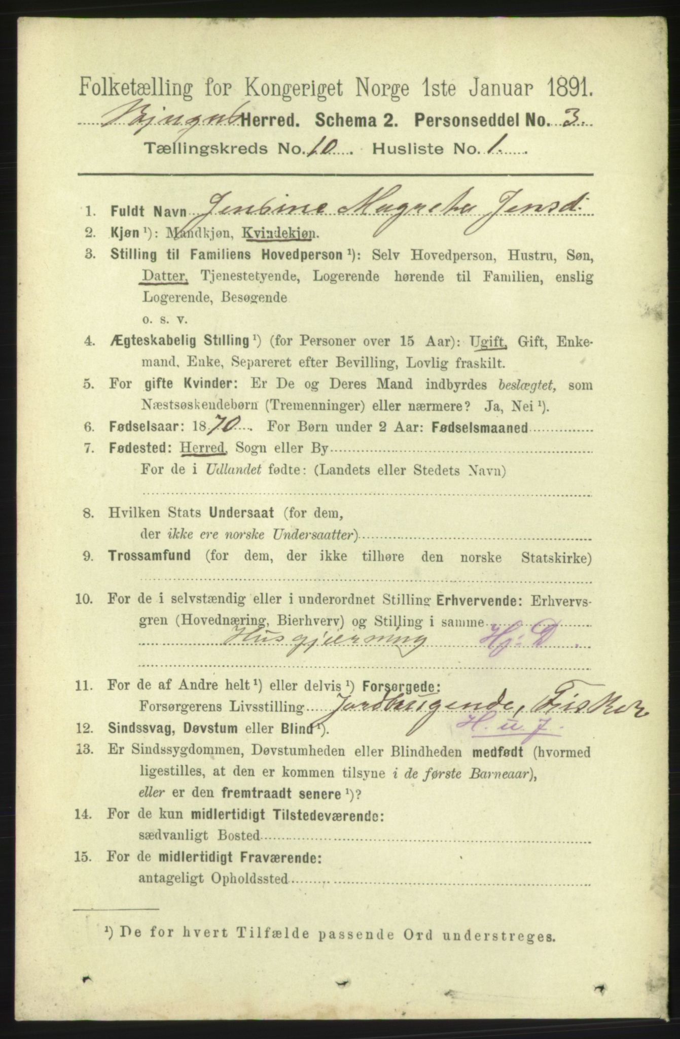 RA, 1891 census for 1627 Bjugn, 1891, p. 2714