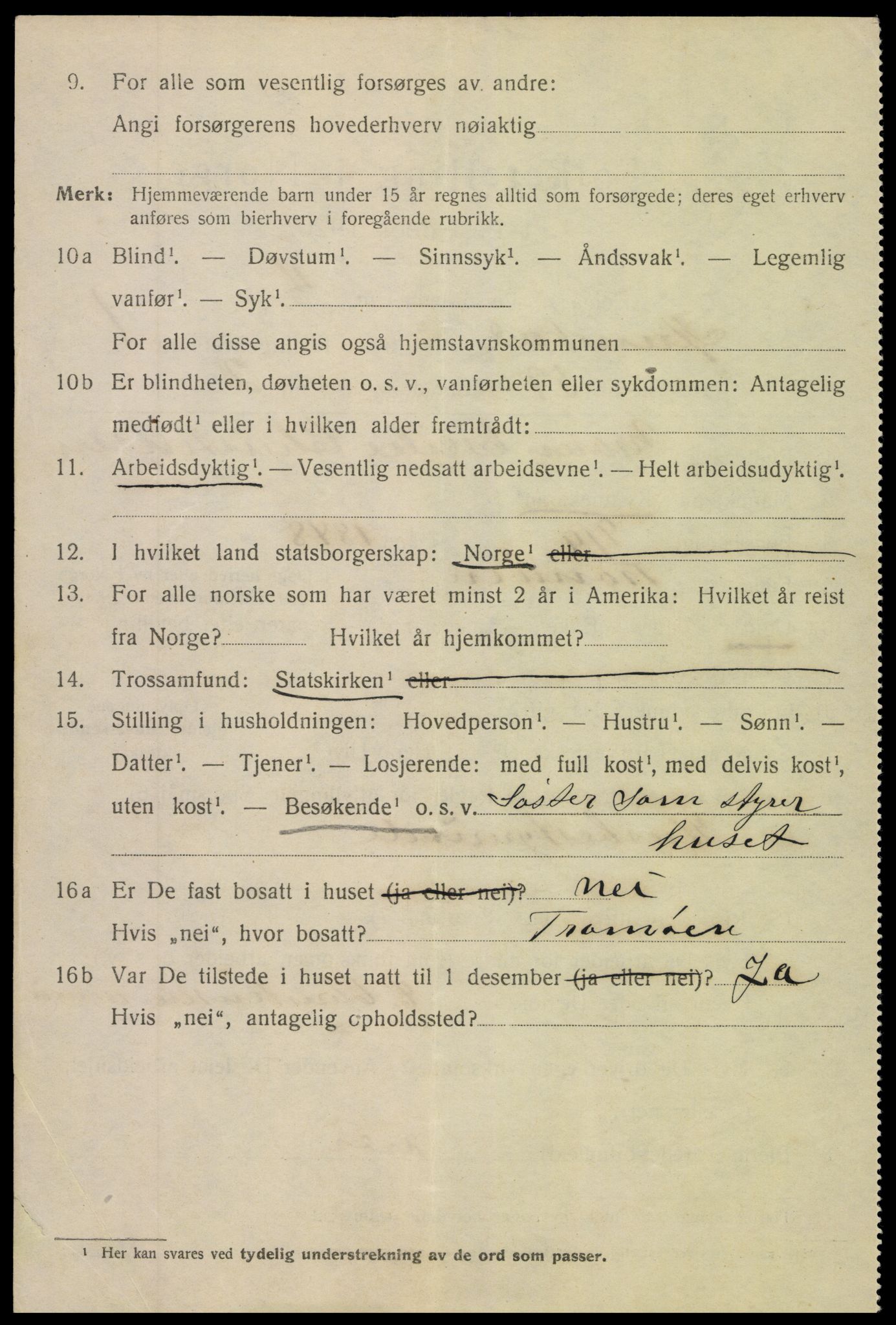 SAK, 1920 census for Arendal, 1920, p. 10005