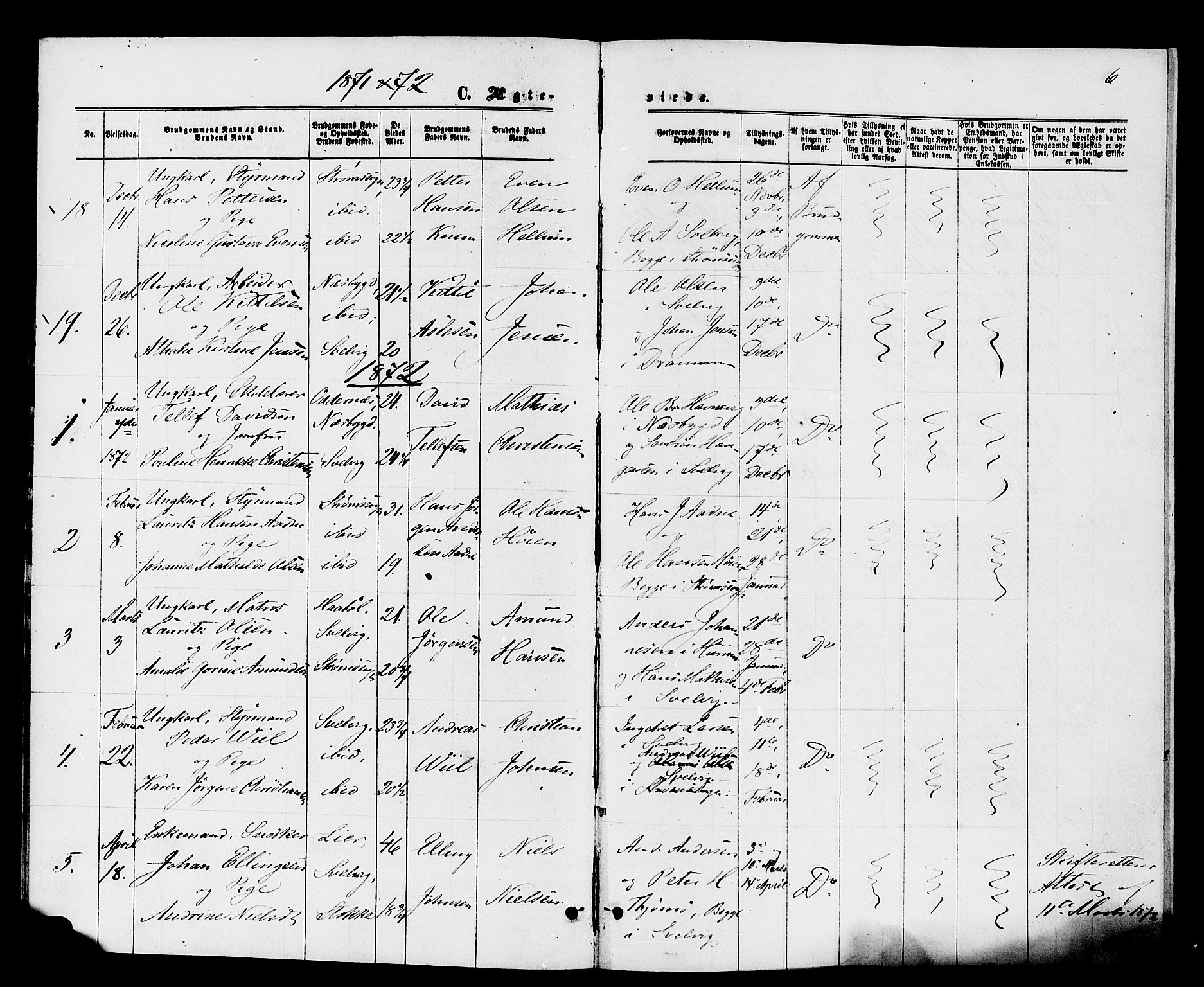 Strømm kirkebøker, AV/SAKO-A-322/F/Fa/L0003: Parish register (official) no. I 3, 1870-1877, p. 6