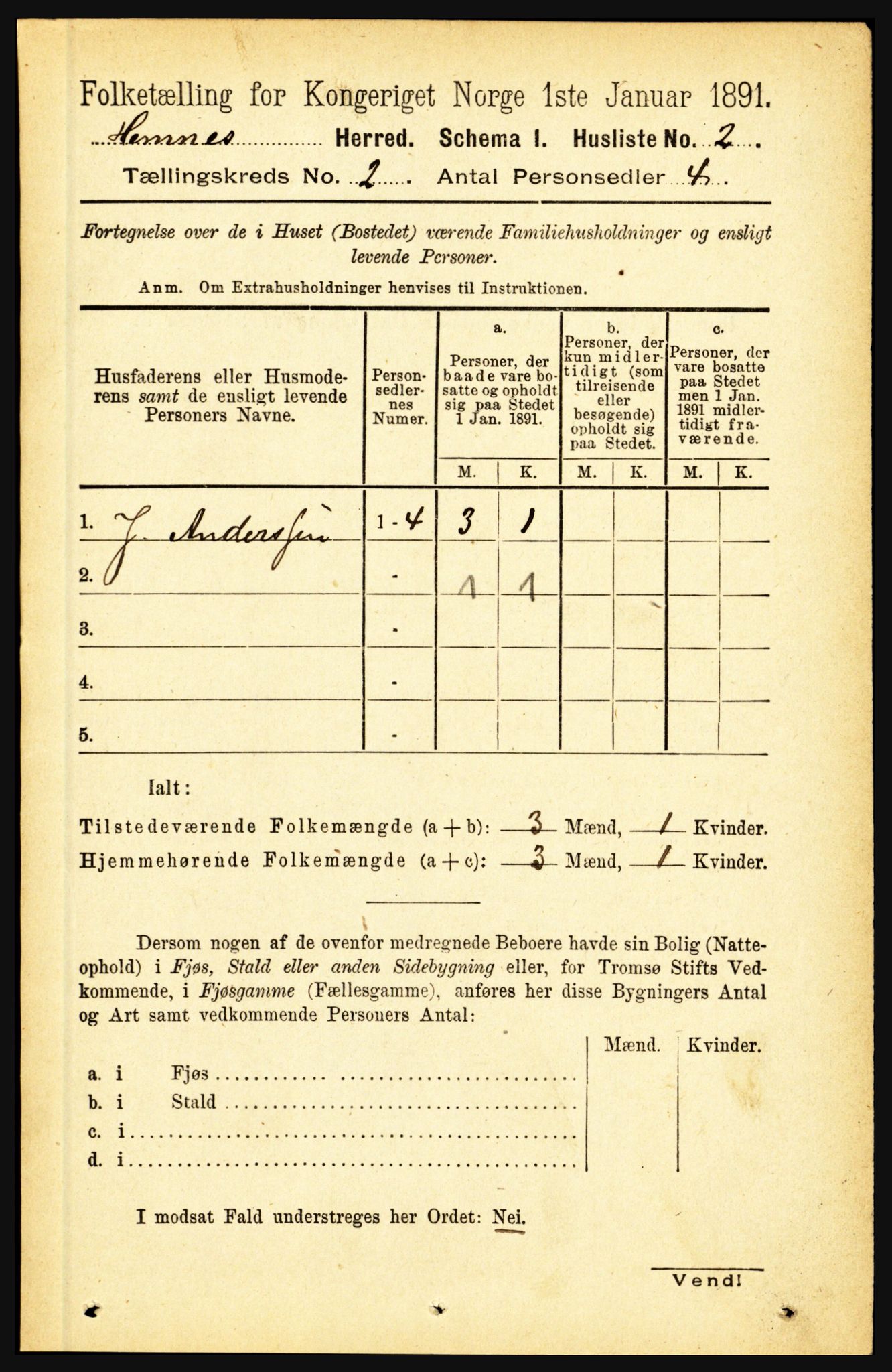 RA, 1891 census for 1832 Hemnes, 1891, p. 1214