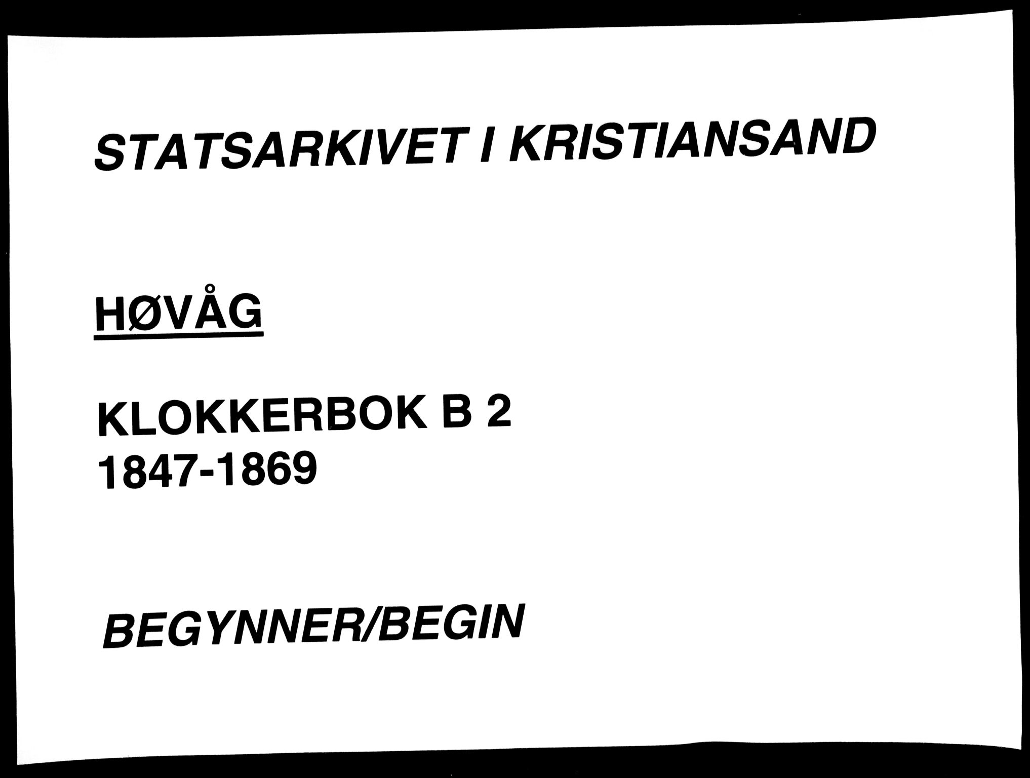 Høvåg sokneprestkontor, SAK/1111-0025/F/Fb/L0002: Parish register (copy) no. B 2, 1847-1869