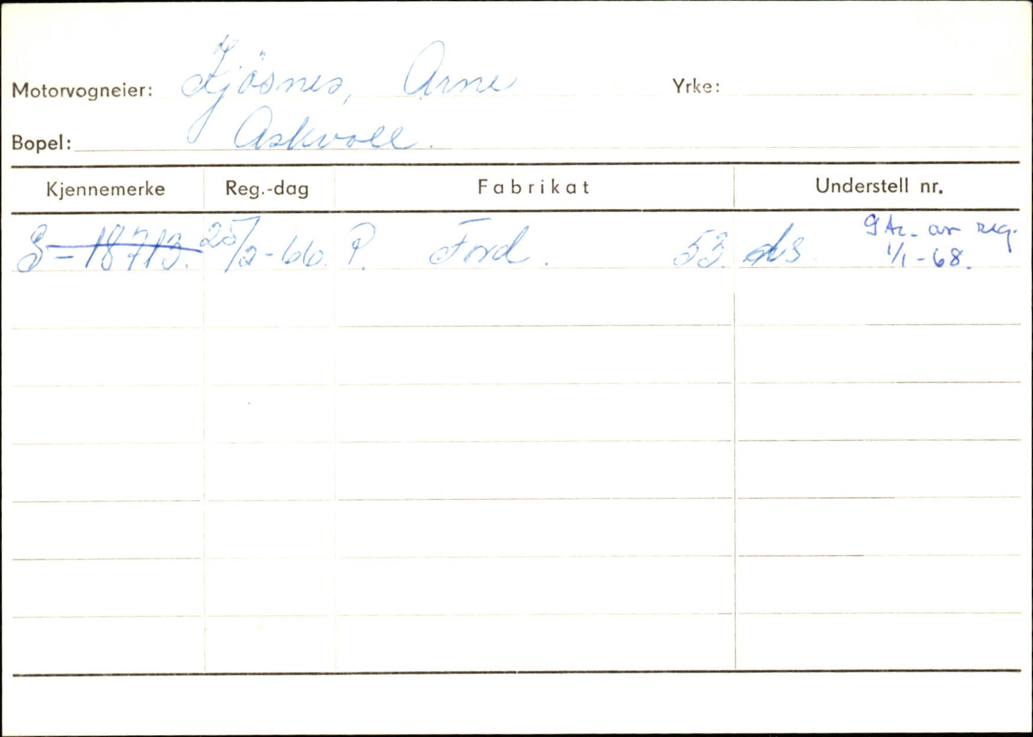 Statens vegvesen, Sogn og Fjordane vegkontor, SAB/A-5301/4/F/L0132: Eigarregister Askvoll A-Å. Balestrand A-Å, 1945-1975, p. 686