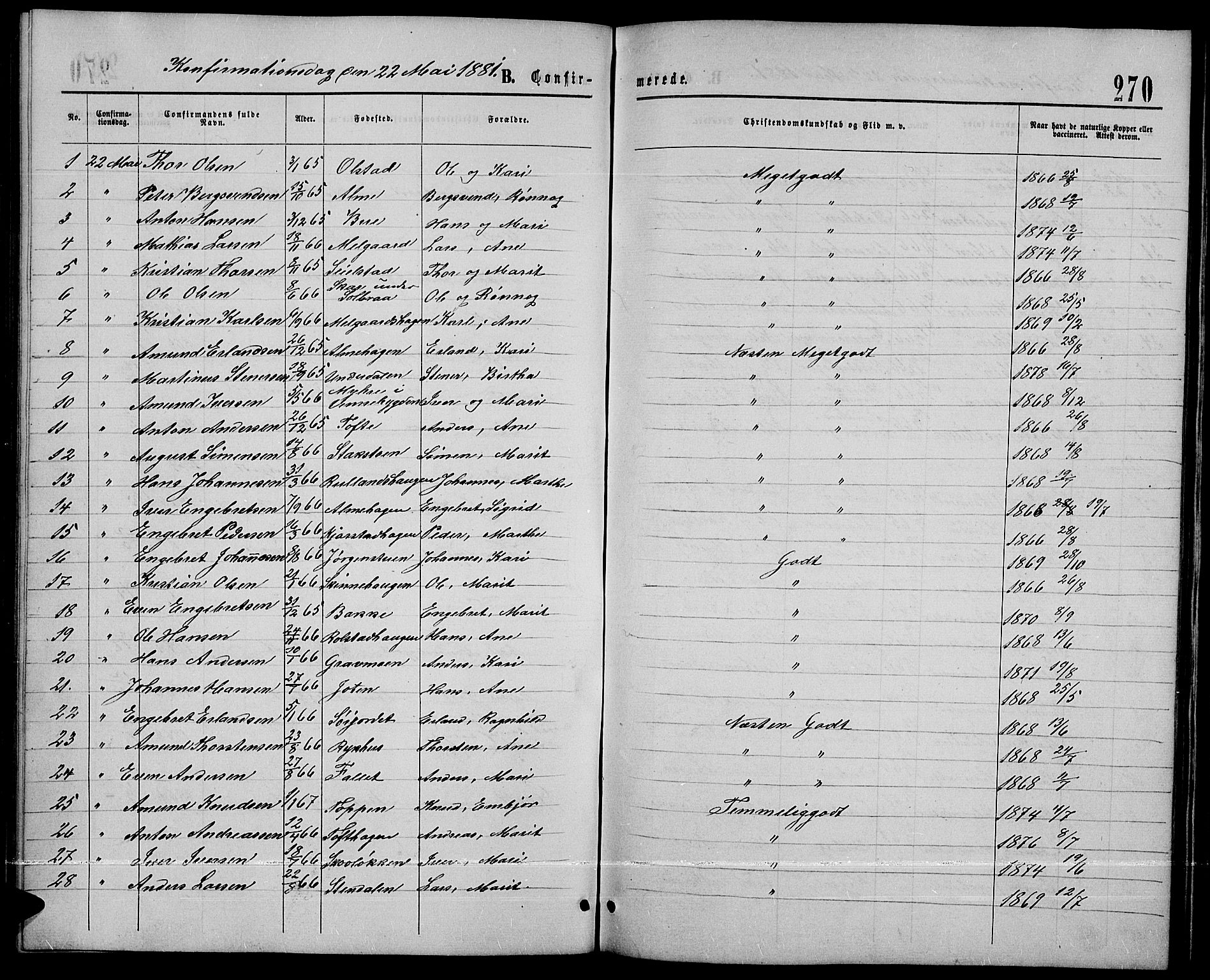 Sør-Fron prestekontor, AV/SAH-PREST-010/H/Ha/Hab/L0002: Parish register (copy) no. 2, 1864-1883, p. 270