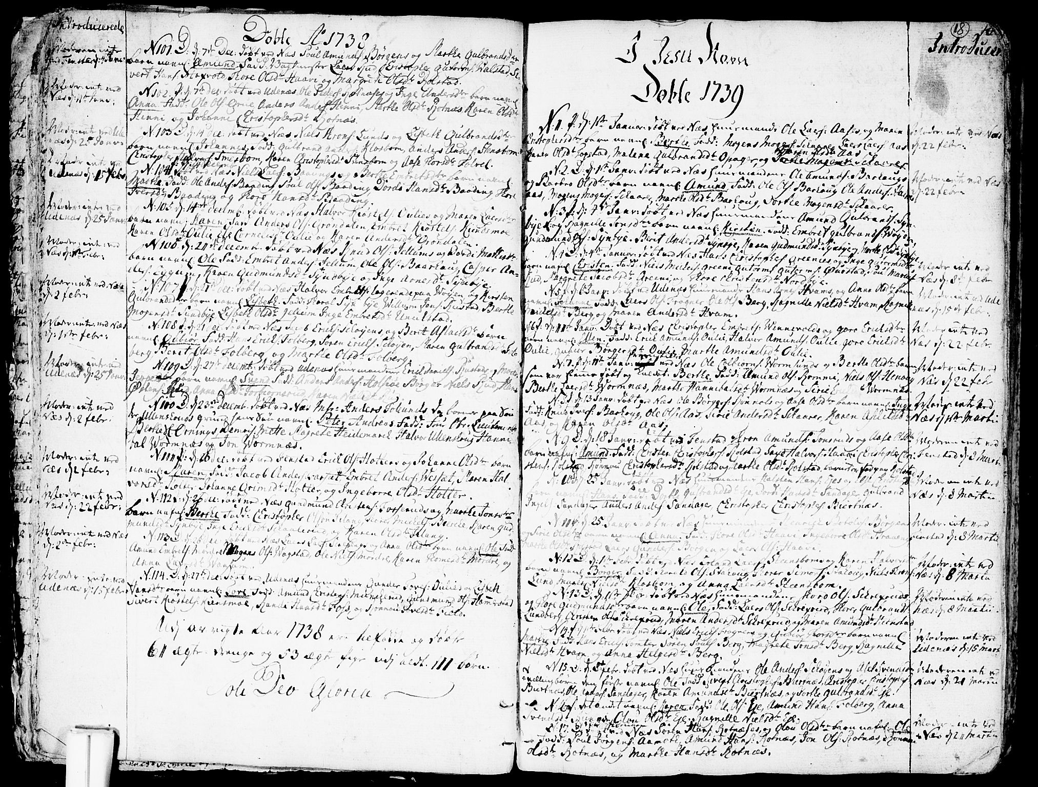 Nes prestekontor Kirkebøker, SAO/A-10410/F/Fa/L0003: Parish register (official) no. I 3, 1734-1781, p. 18