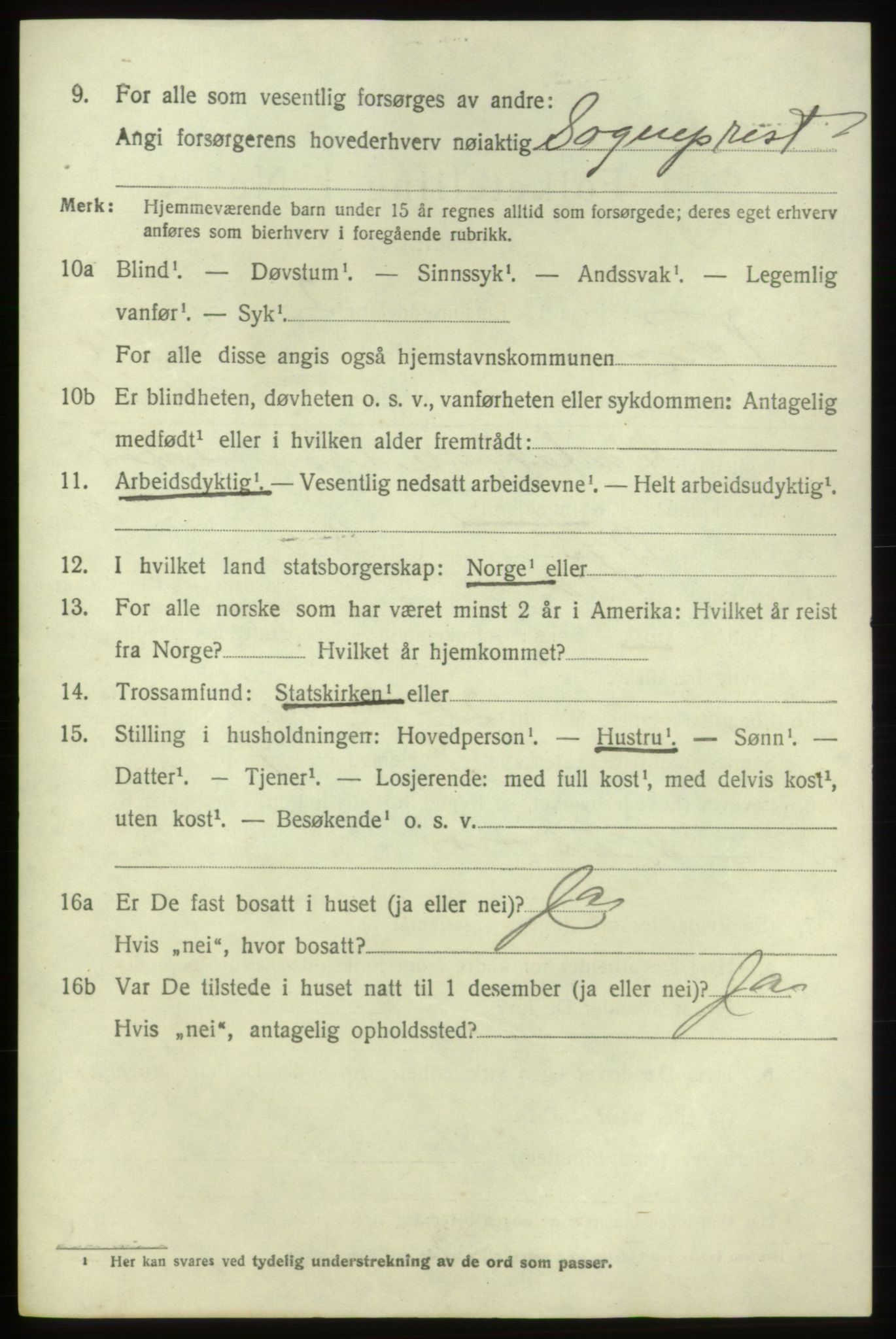 SAB, 1920 census for Tysnes, 1920, p. 7213