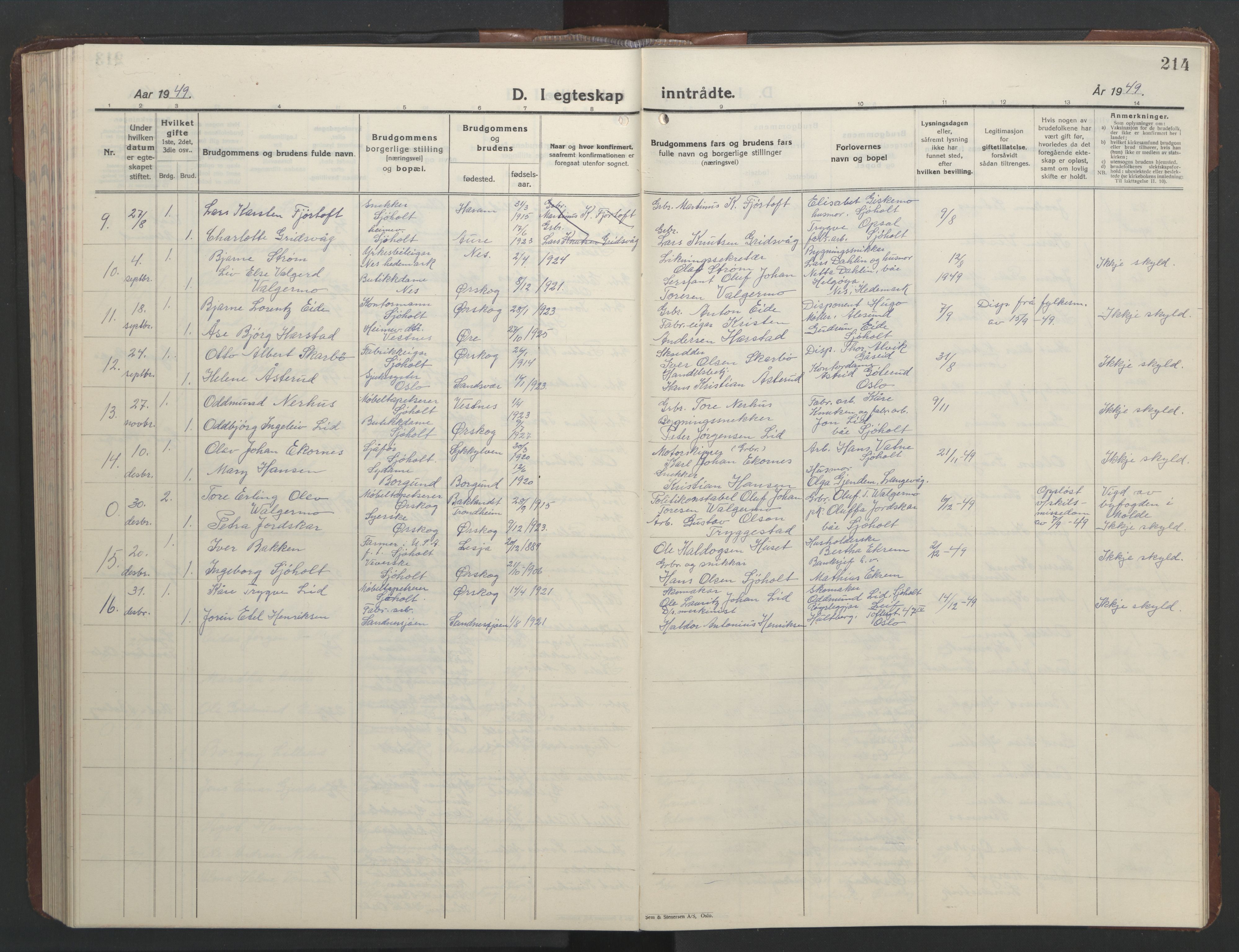 Ministerialprotokoller, klokkerbøker og fødselsregistre - Møre og Romsdal, AV/SAT-A-1454/522/L0329: Parish register (copy) no. 522C08, 1926-1951, p. 214