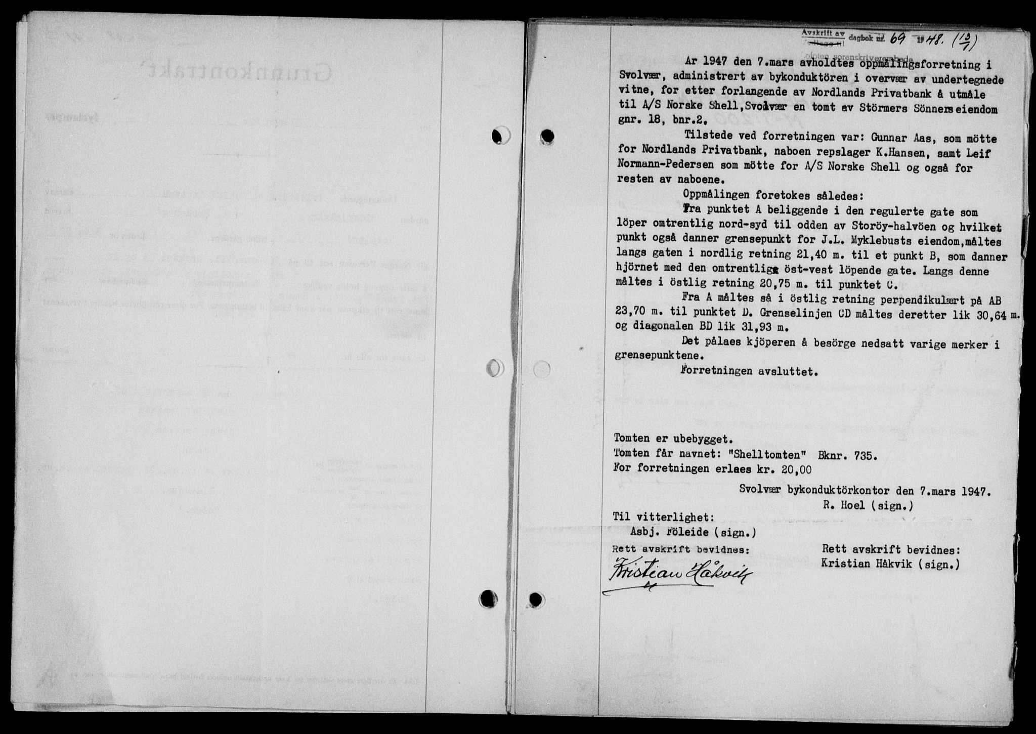 Lofoten sorenskriveri, SAT/A-0017/1/2/2C/L0017a: Mortgage book no. 17a, 1947-1948, Diary no: : 69/1948