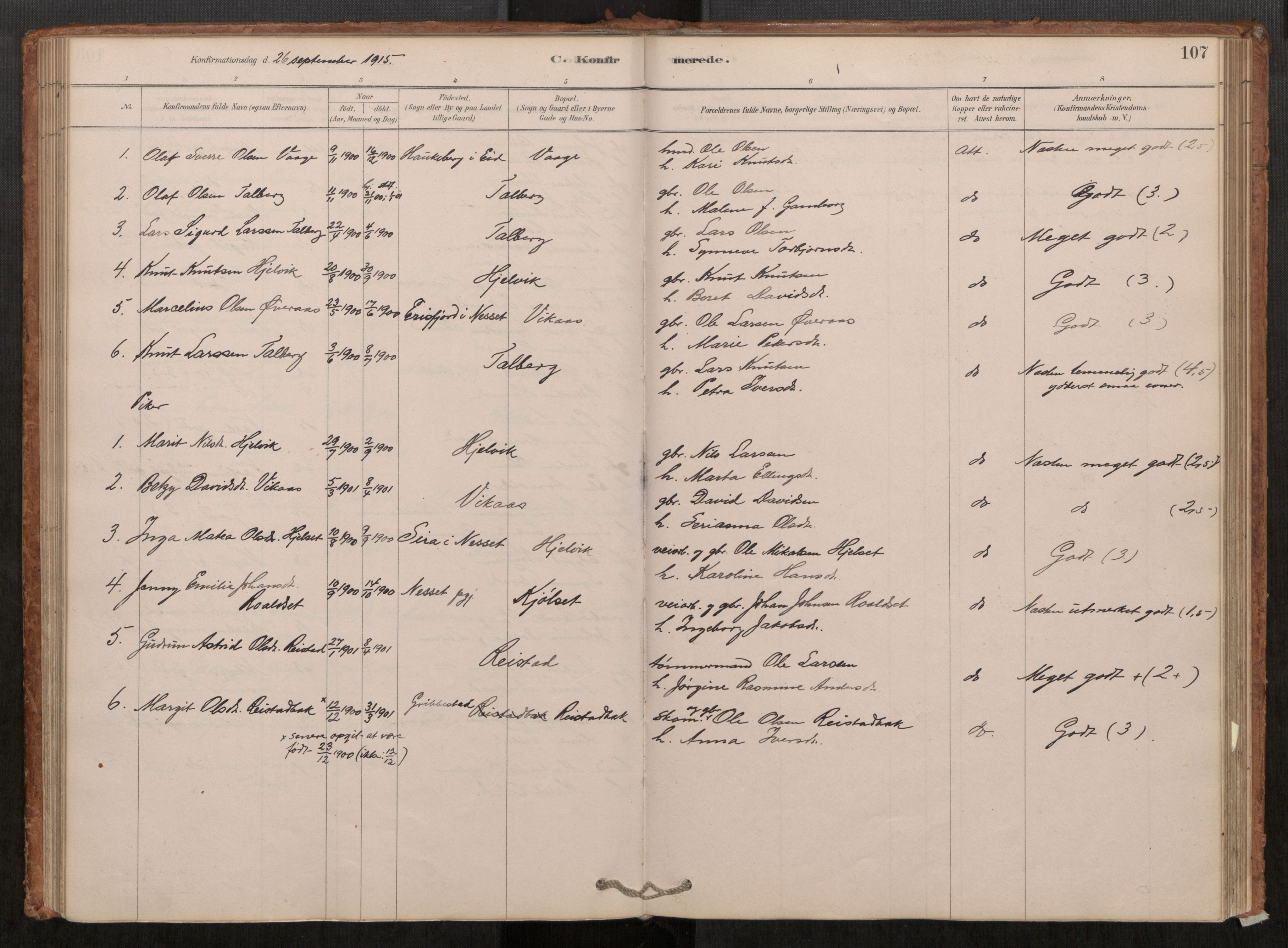 Ministerialprotokoller, klokkerbøker og fødselsregistre - Møre og Romsdal, SAT/A-1454/550/L0621: Parish register (official) no. 550A01, 1878-1915, p. 107