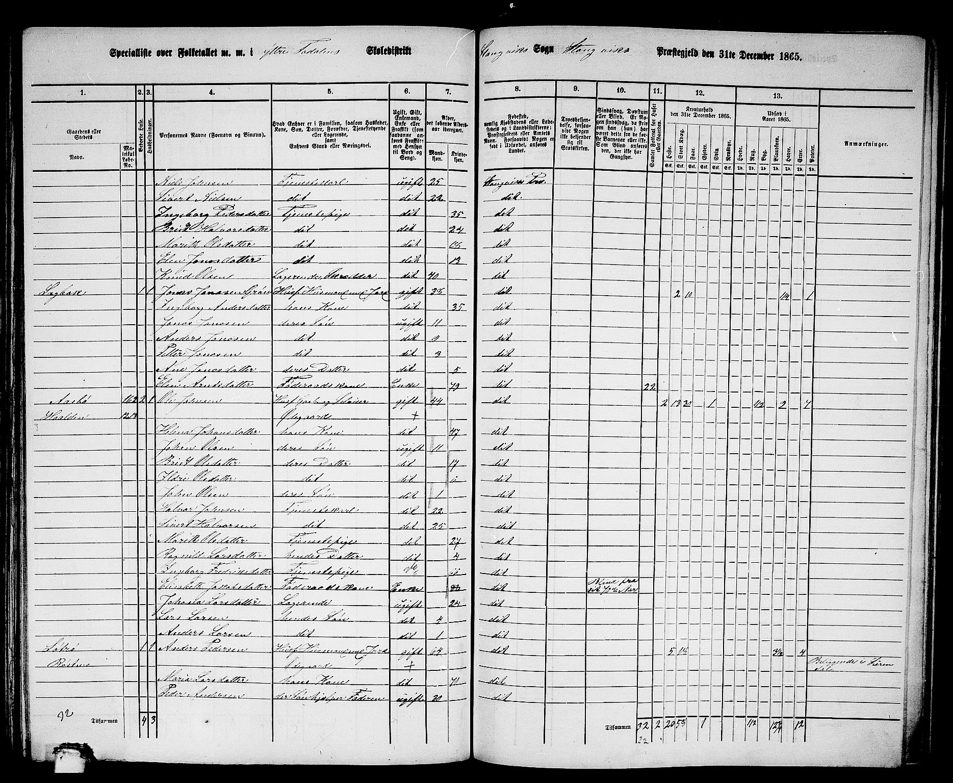 RA, 1865 census for Stangvik, 1865, p. 102