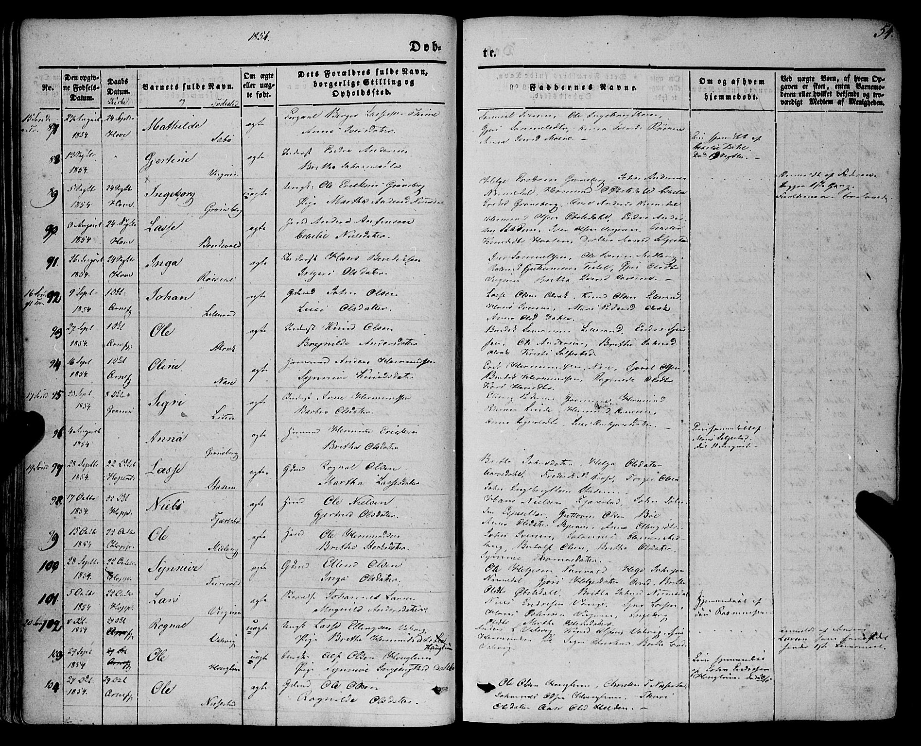 Vik sokneprestembete, SAB/A-81501: Parish register (official) no. A 8, 1846-1865, p. 54