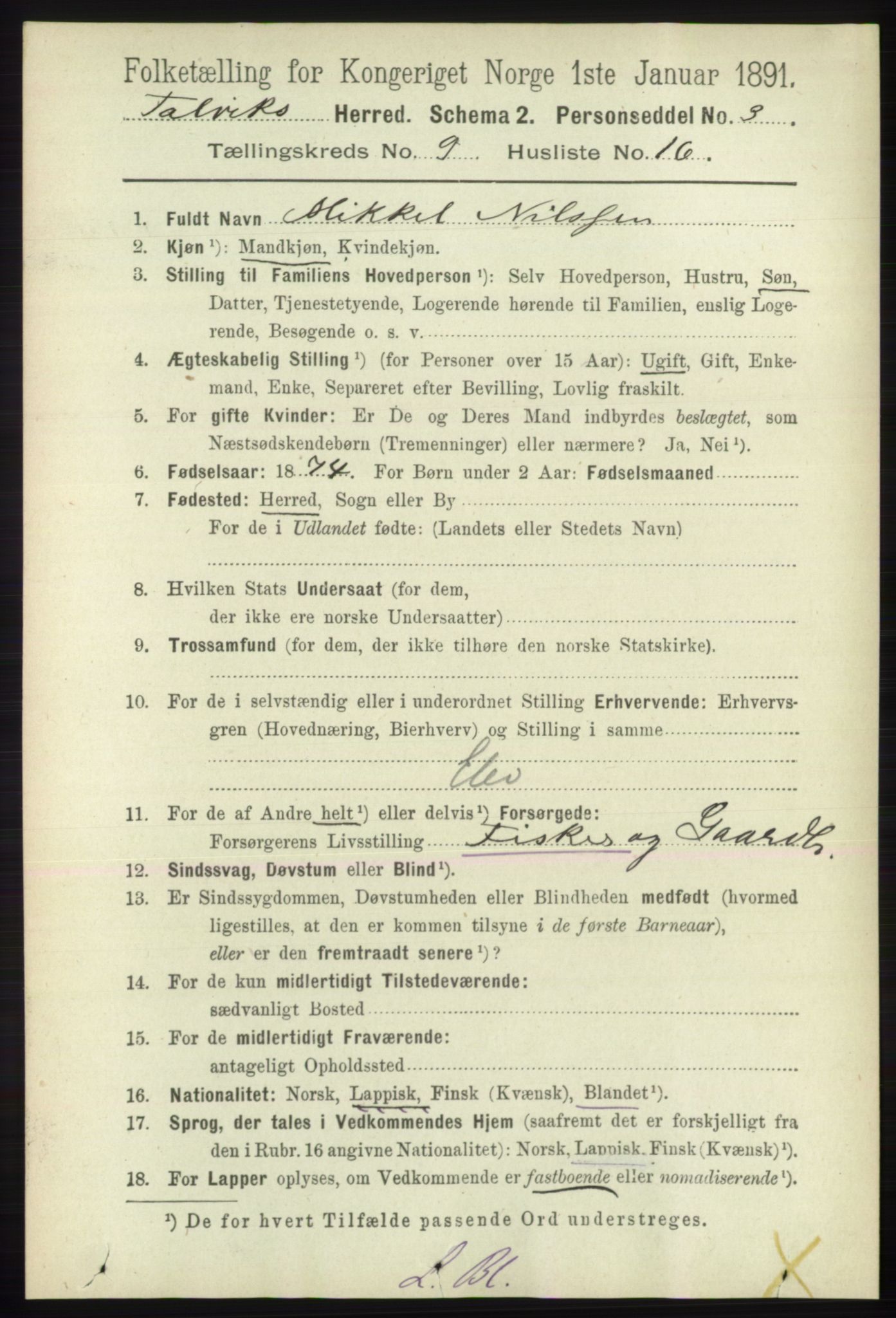 RA, 1891 census for 2013 Talvik, 1891, p. 2251
