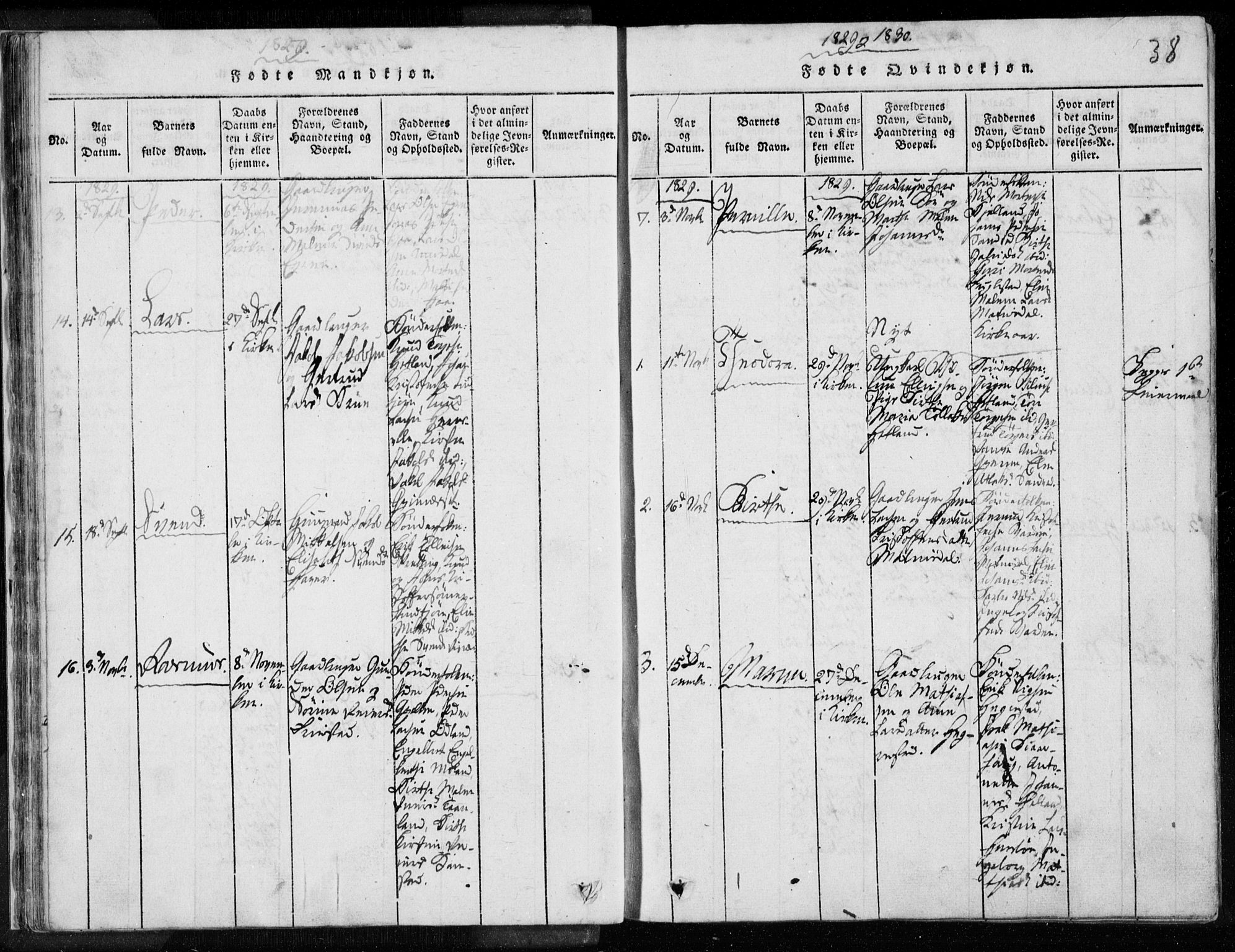 Eigersund sokneprestkontor, SAST/A-101807/S08/L0008: Parish register (official) no. A 8, 1816-1847, p. 38