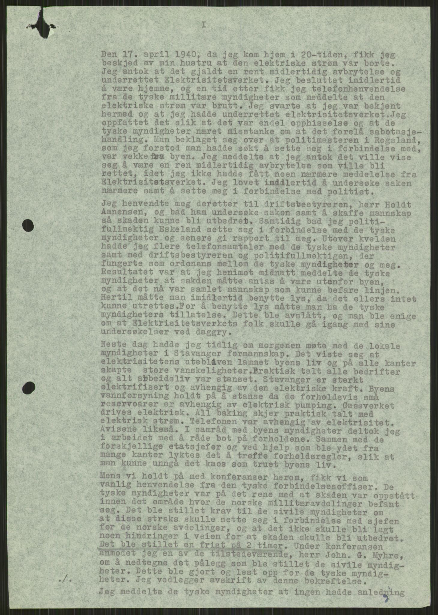 Forsvaret, Forsvarets krigshistoriske avdeling, AV/RA-RAFA-2017/Y/Ya/L0015: II-C-11-31 - Fylkesmenn.  Rapporter om krigsbegivenhetene 1940., 1940, p. 30