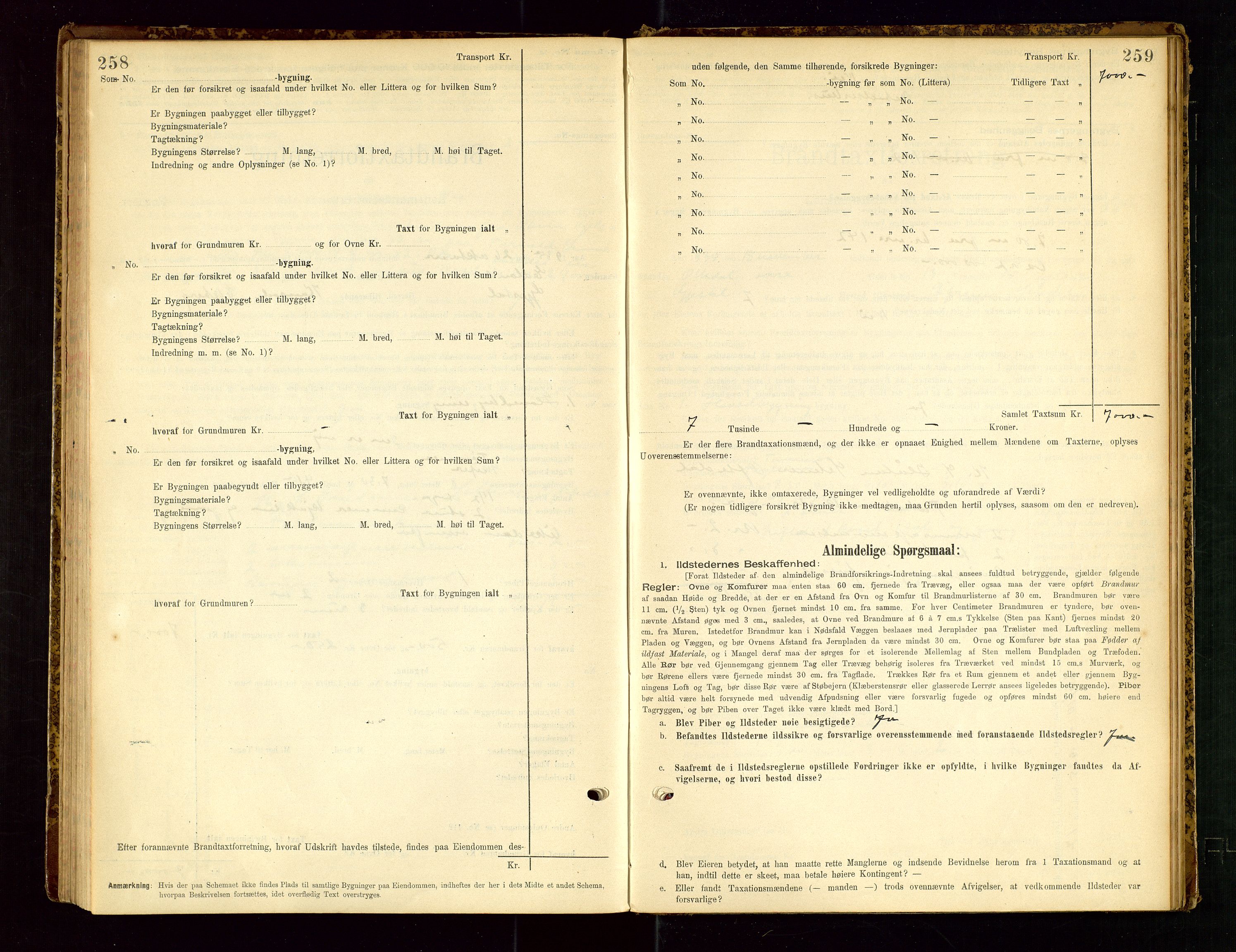 Gjesdal lensmannskontor, SAST/A-100441/Go/L0007: Branntakstskjemaprotokoll, 1894-1937, p. 258-259