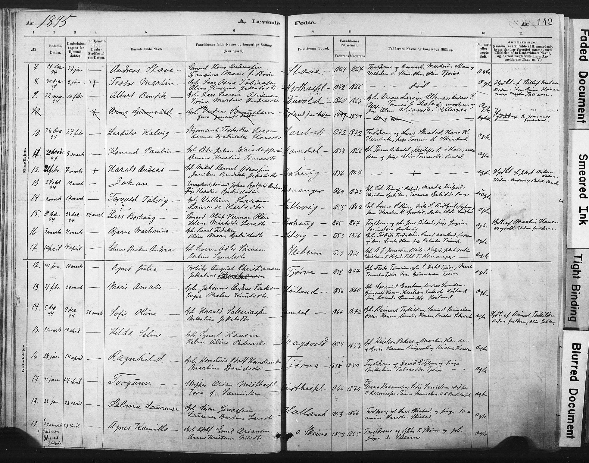 Lista sokneprestkontor, AV/SAK-1111-0027/F/Fa/L0012: Parish register (official) no. A 12, 1879-1903, p. 142
