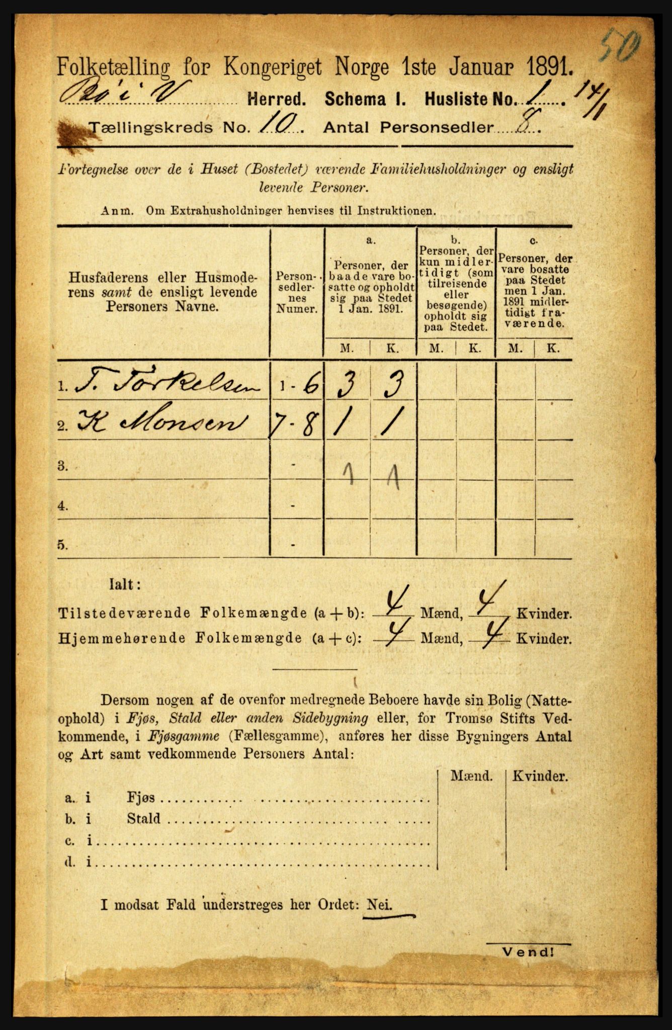 RA, 1891 census for 1867 Bø, 1891, p. 3984