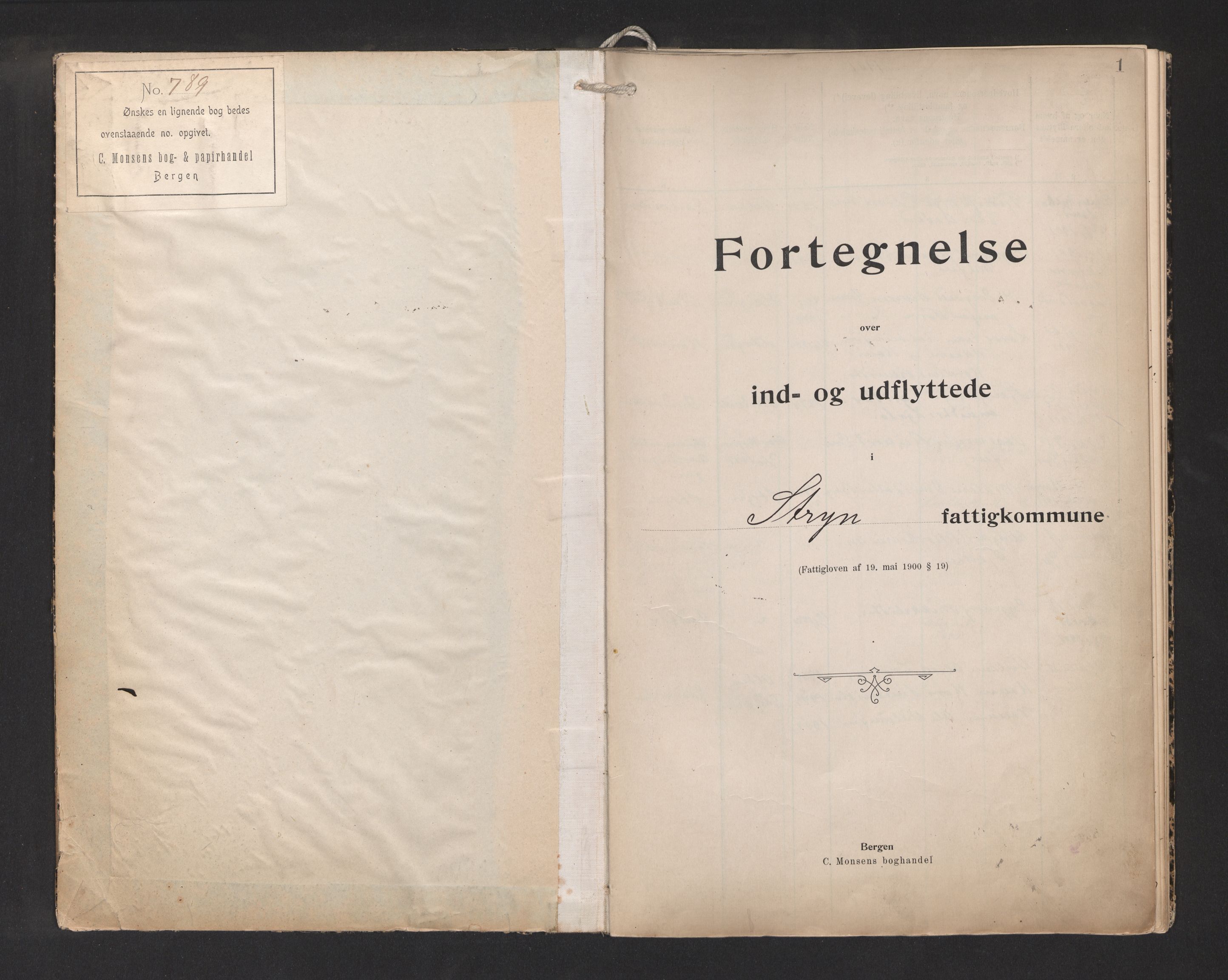 Lensmannen i Stryn, SAB/A-30101/0020/L0001: Protokoll over inn- og utflytte, 1901-1925, p. 1