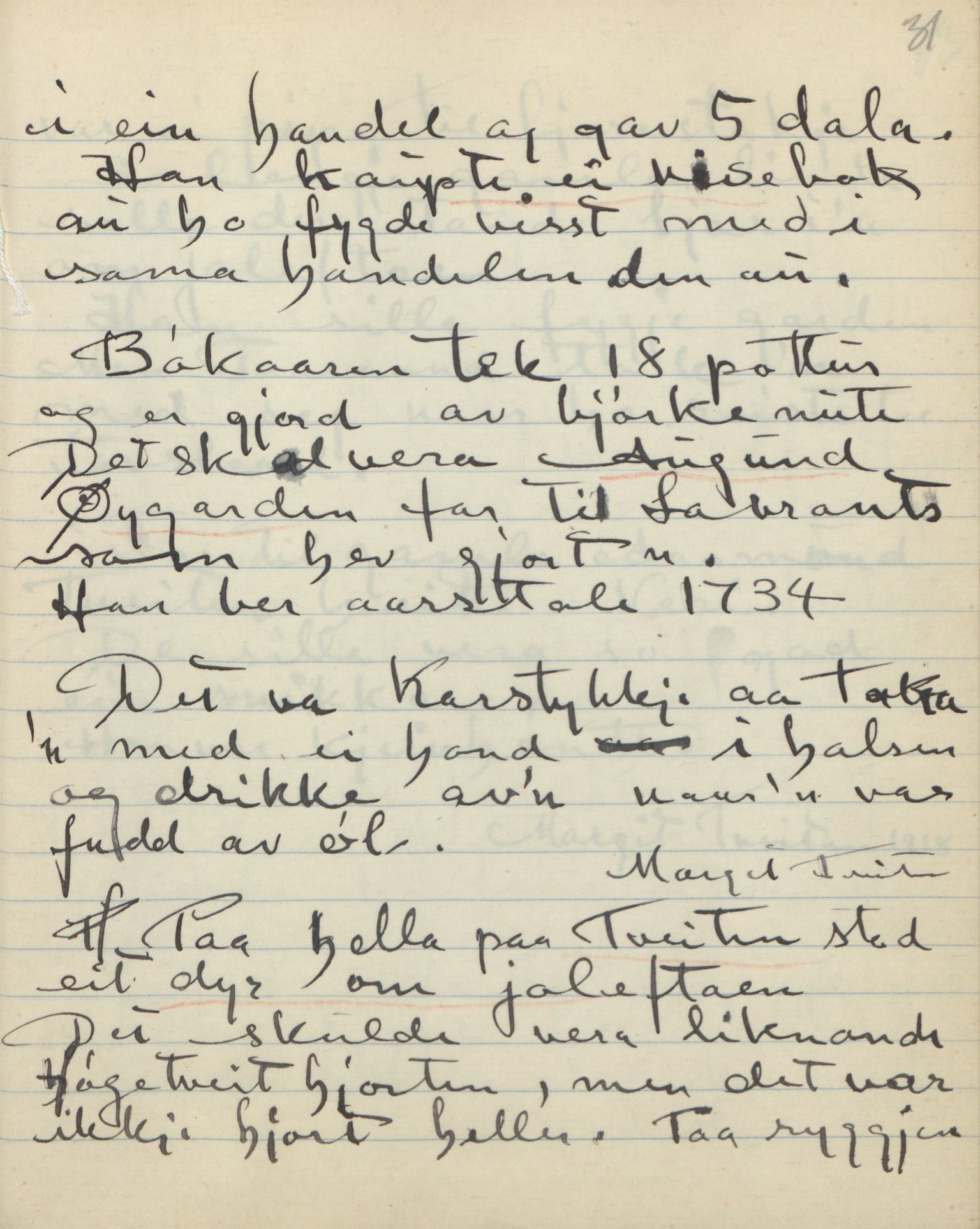 Rikard Berge, TEMU/TGM-A-1003/F/L0018/0020: 600-656 / 619 Gamalt fraa Vinje V, upskrivi av Ø. V. (Øystein Vesås), 1918, p. 31