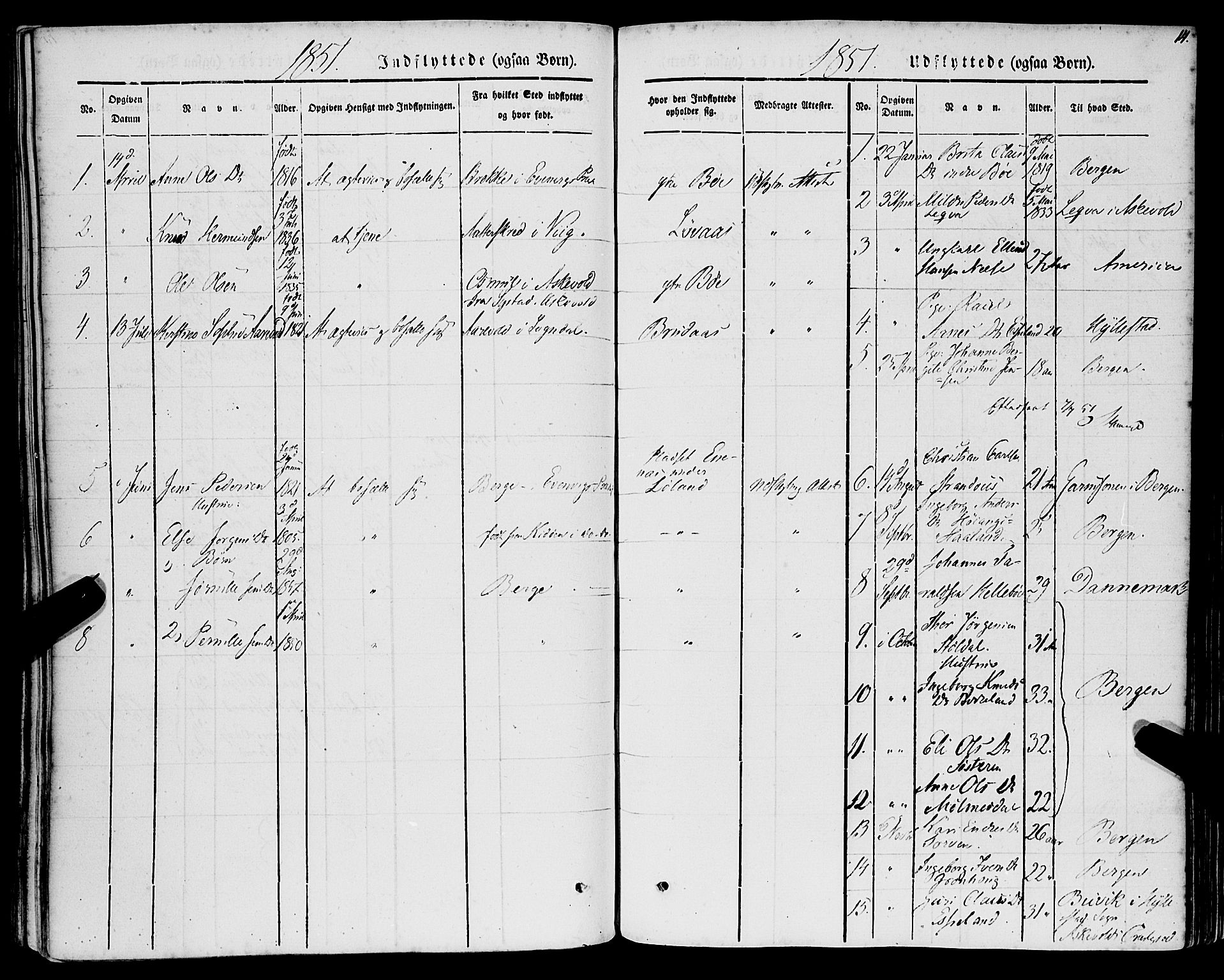 Lavik sokneprestembete, SAB/A-80901: Parish register (official) no. A 3, 1843-1863, p. 14