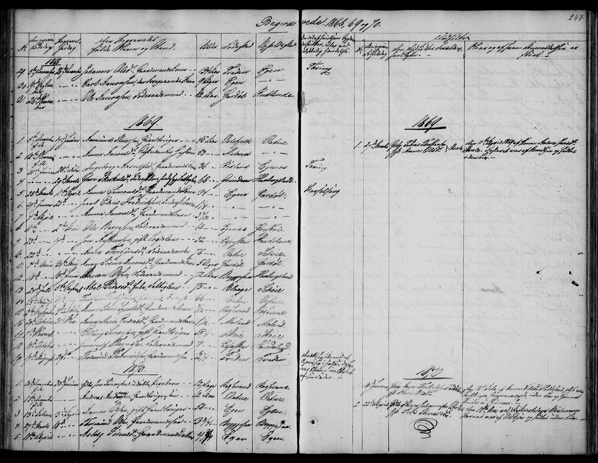 Hægebostad sokneprestkontor, SAK/1111-0024/F/Fa/Fab/L0002: Parish register (official) no. A 2, 1836-1872, p. 247