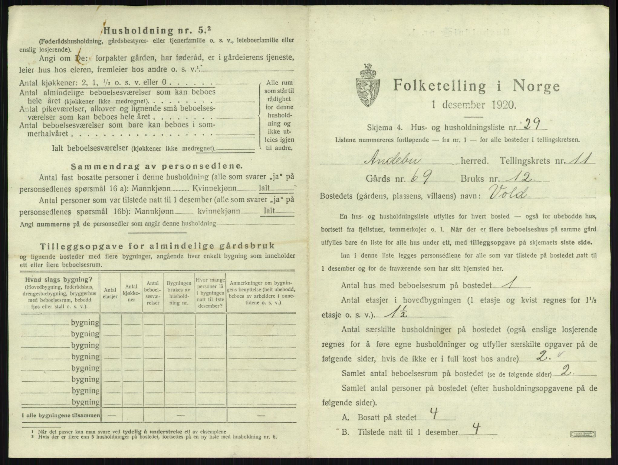 SAKO, 1920 census for Andebu, 1920, p. 647