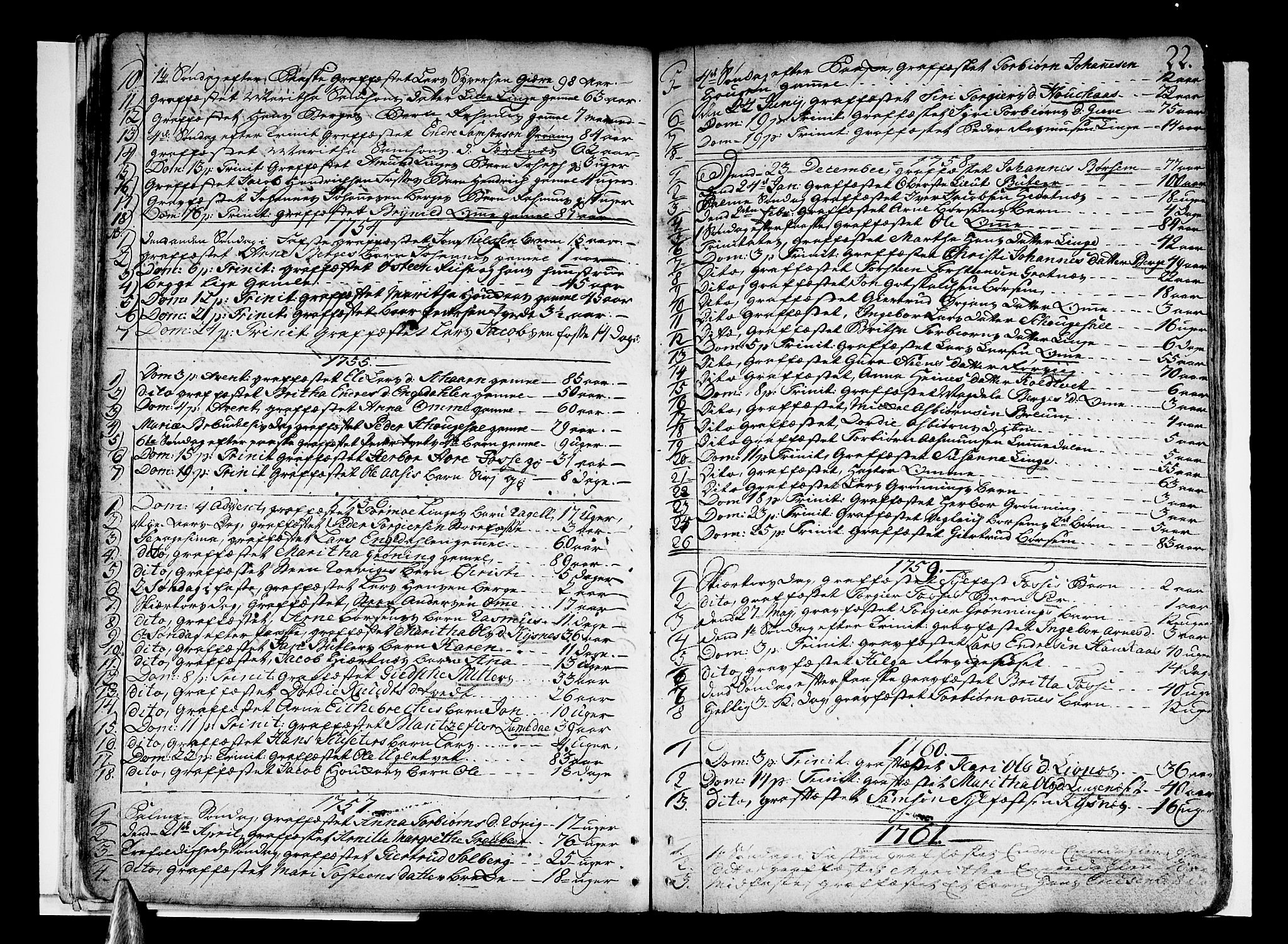 Strandebarm sokneprestembete, AV/SAB-A-78401/H/Haa: Parish register (official) no. A 3 /1, 1750-1787, p. 22