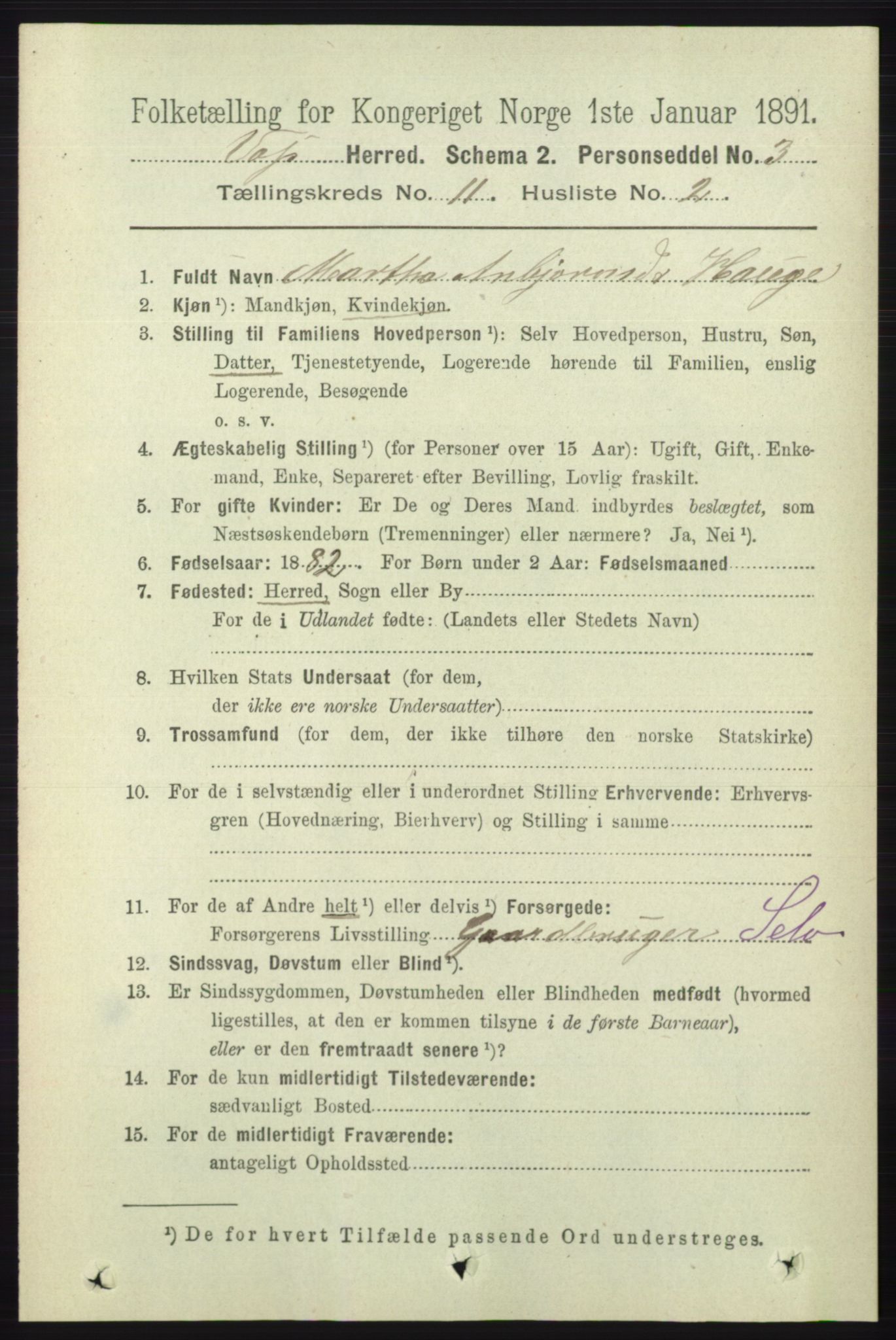 RA, 1891 census for 1235 Voss, 1891, p. 5839