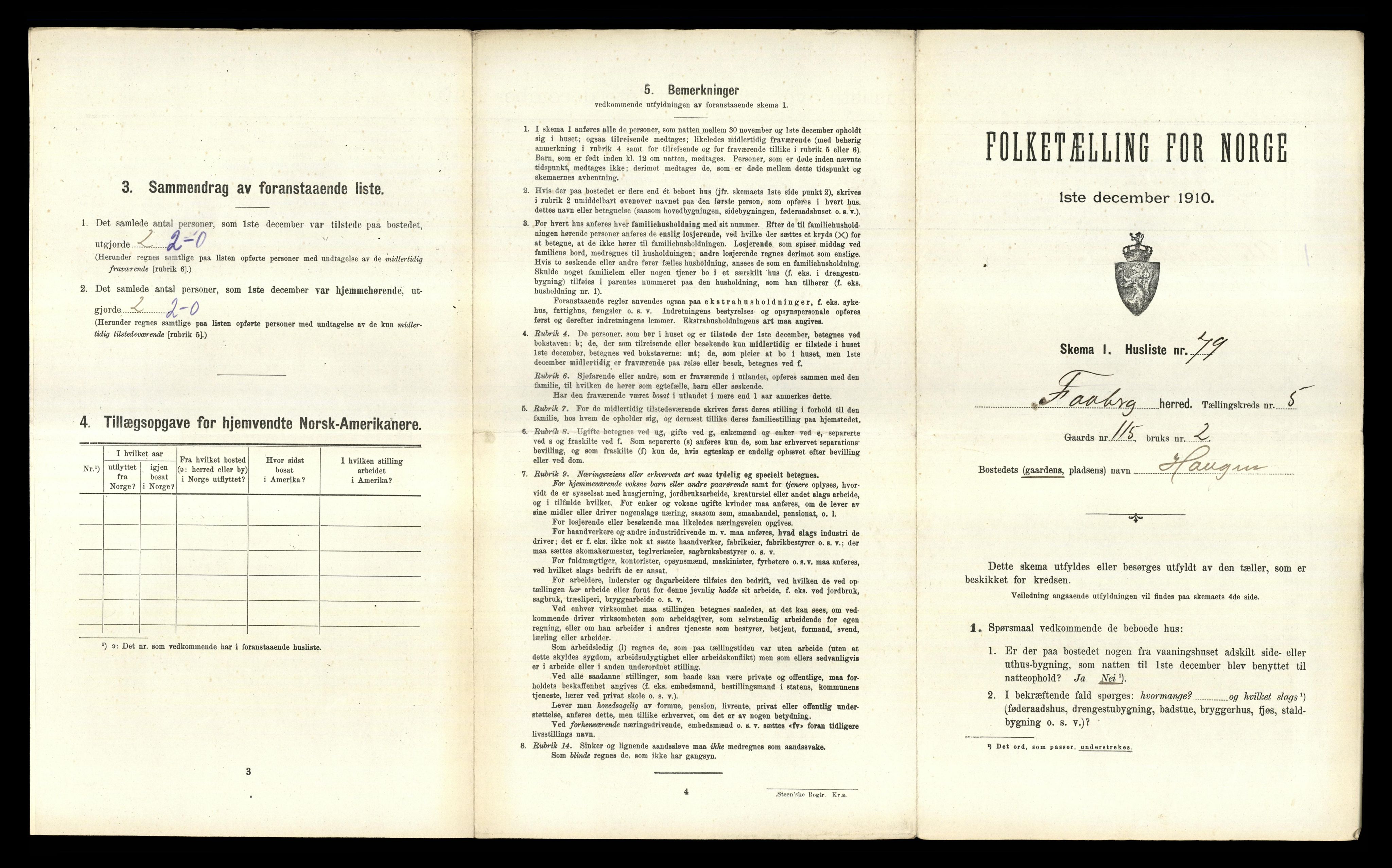 RA, 1910 census for Fåberg, 1910, p. 556