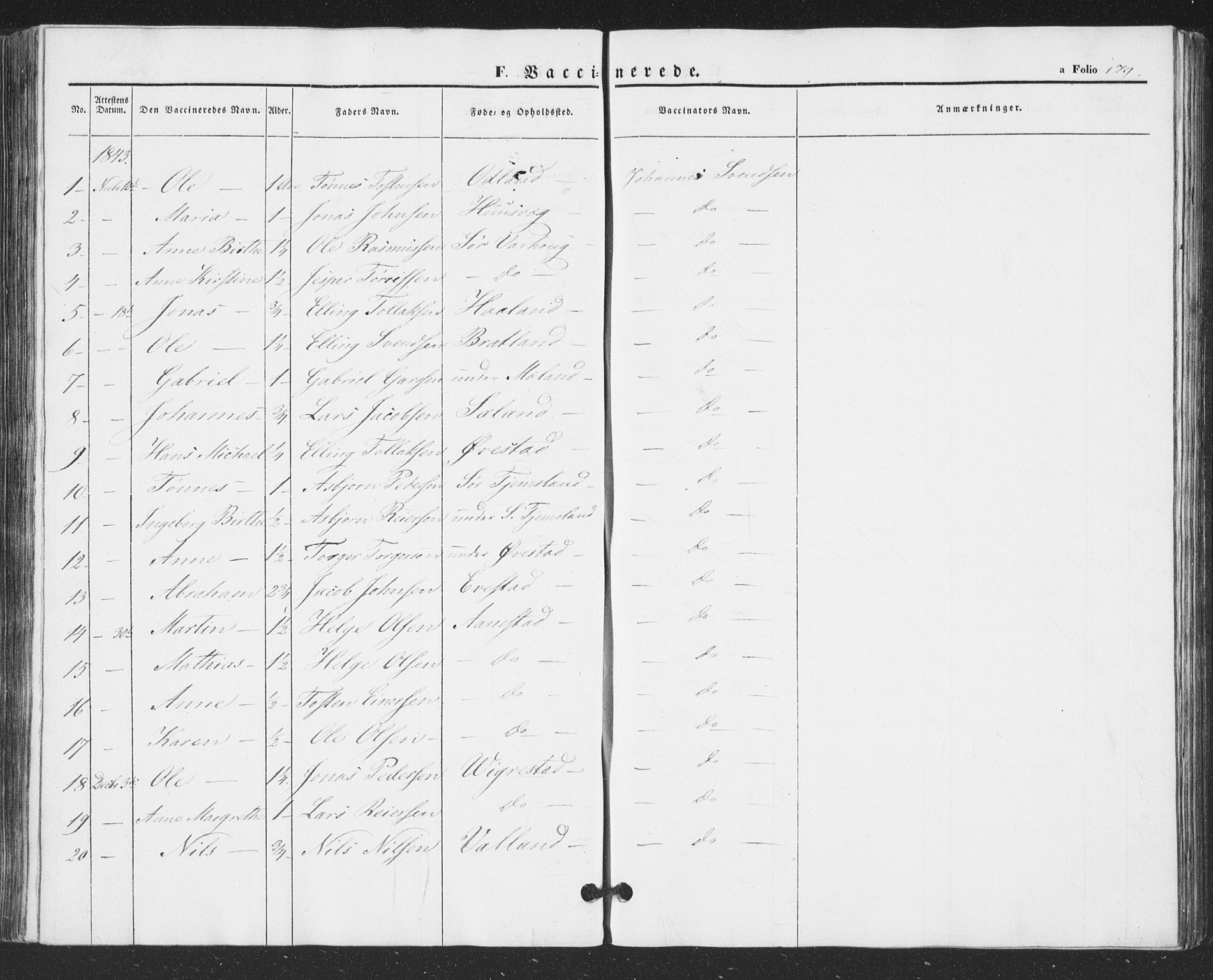 Hå sokneprestkontor, AV/SAST-A-101801/001/30BA/L0007: Parish register (official) no. A 6, 1842-1855, p. 179