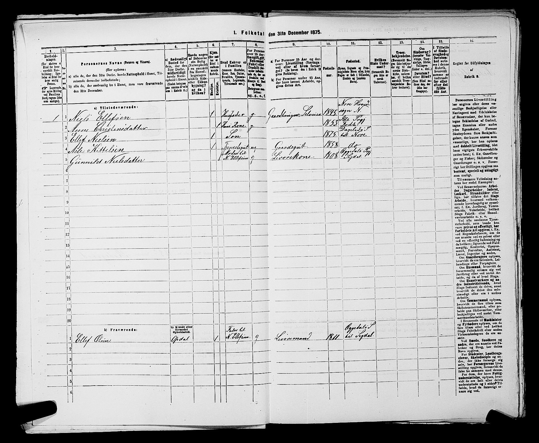 SAKO, 1875 census for 0633P Nore, 1875, p. 140