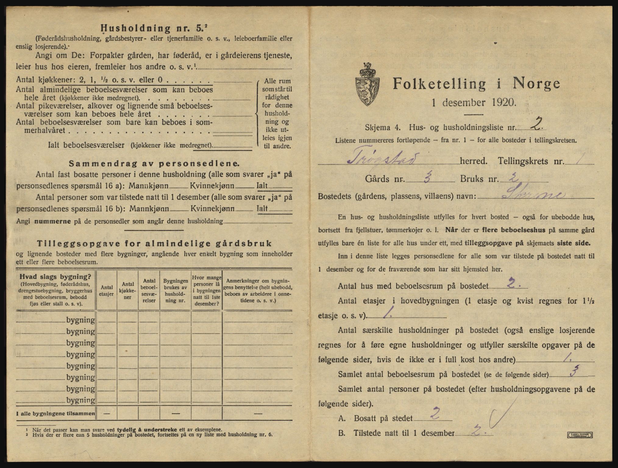 SAO, 1920 census for Trøgstad, 1920, p. 38