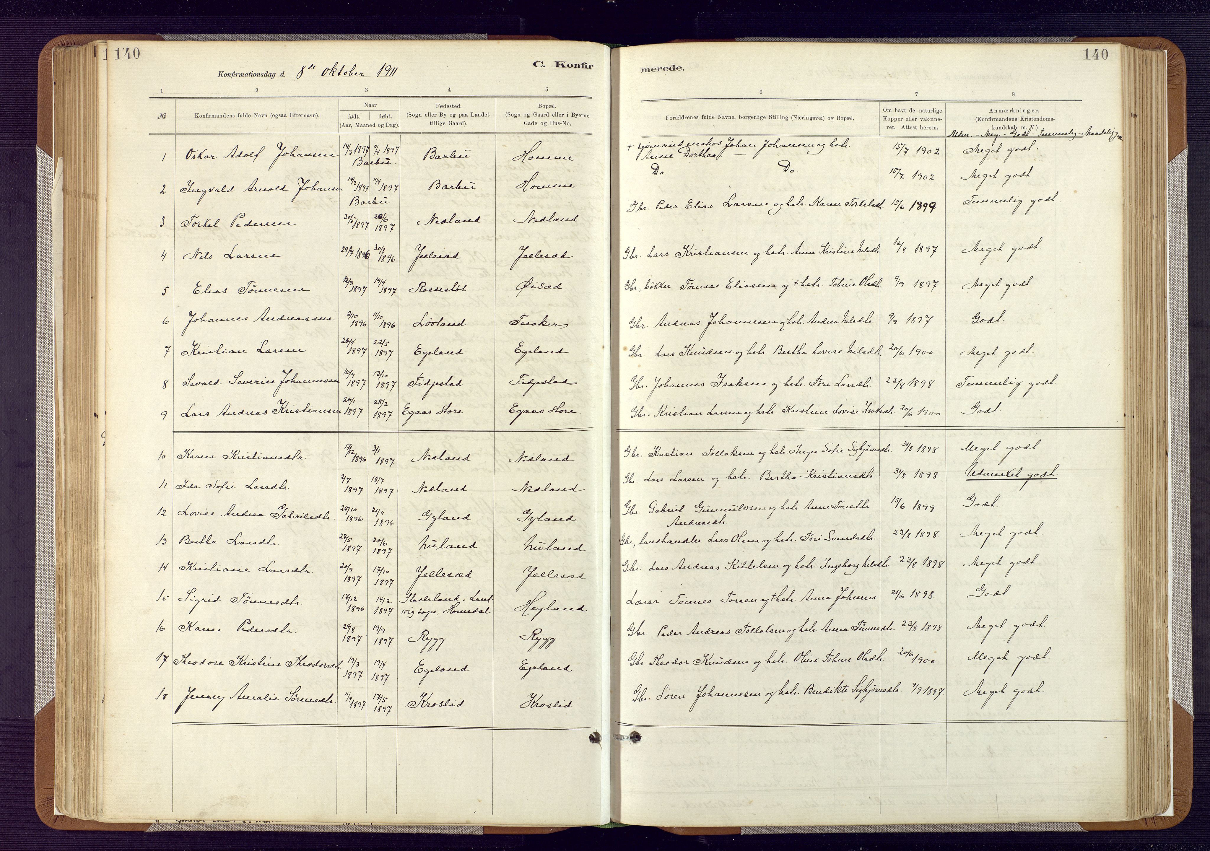 Bakke sokneprestkontor, SAK/1111-0002/F/Fa/Fab/L0003: Parish register (official) no. A 3, 1884-1921, p. 140