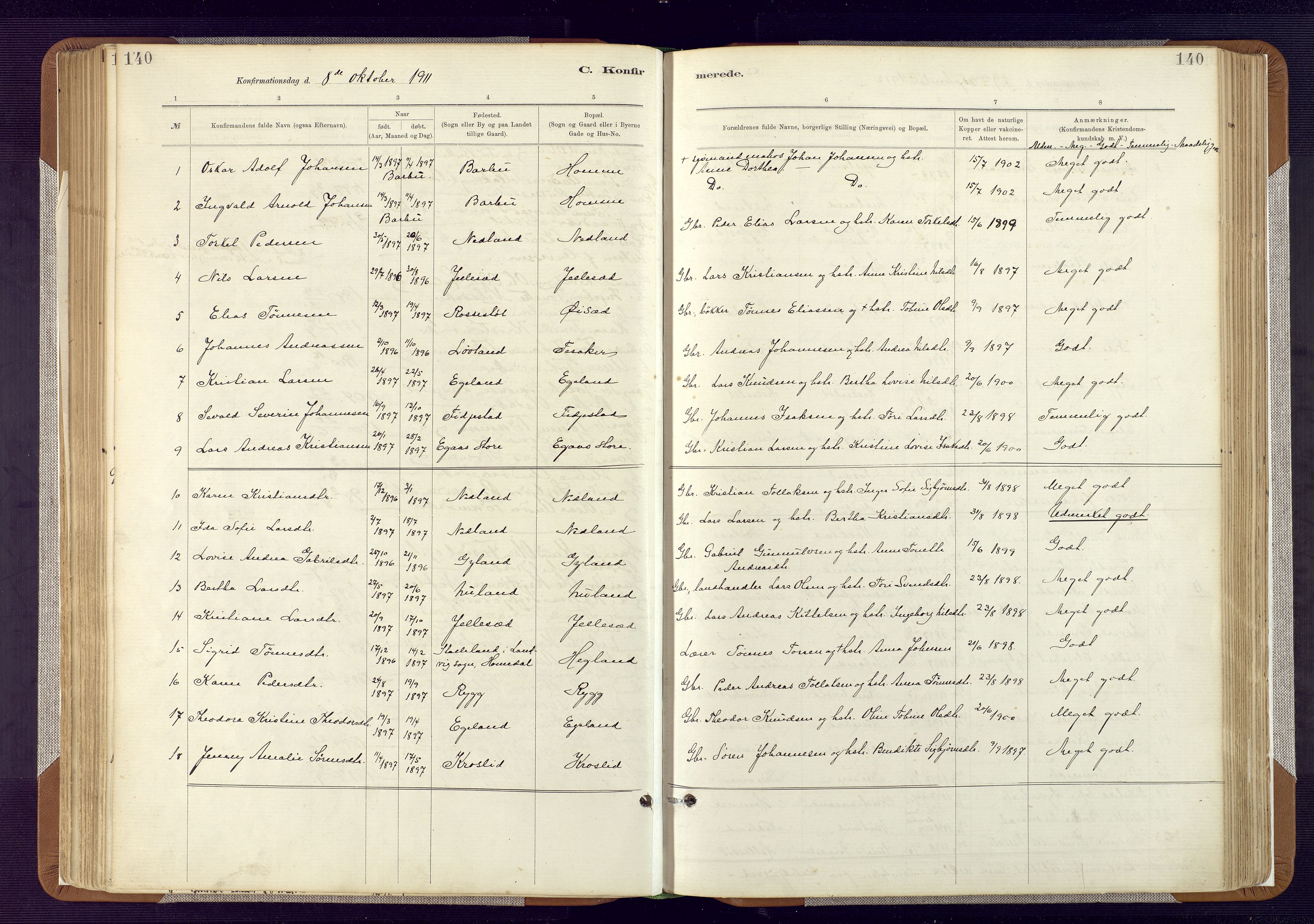 Bakke sokneprestkontor, AV/SAK-1111-0002/F/Fa/Fab/L0003: Parish register (official) no. A 3, 1884-1921, p. 140