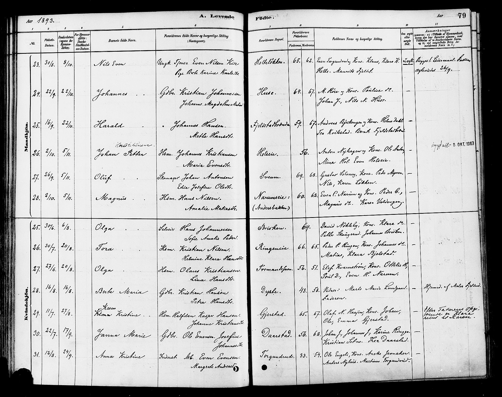 Vestre Toten prestekontor, AV/SAH-PREST-108/H/Ha/Haa/L0010: Parish register (official) no. 10, 1878-1894, p. 79