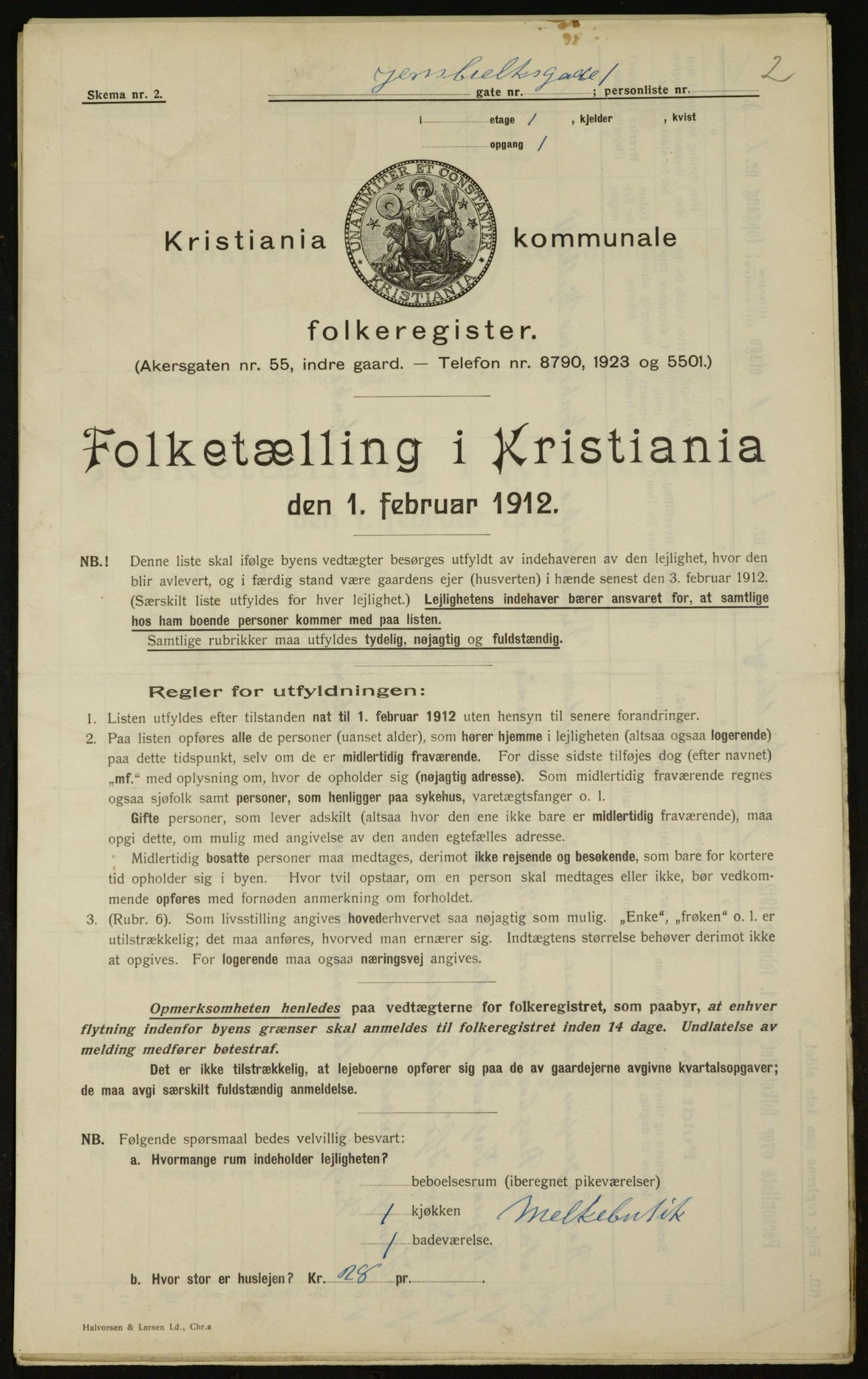 OBA, Municipal Census 1912 for Kristiania, 1912, p. 45786