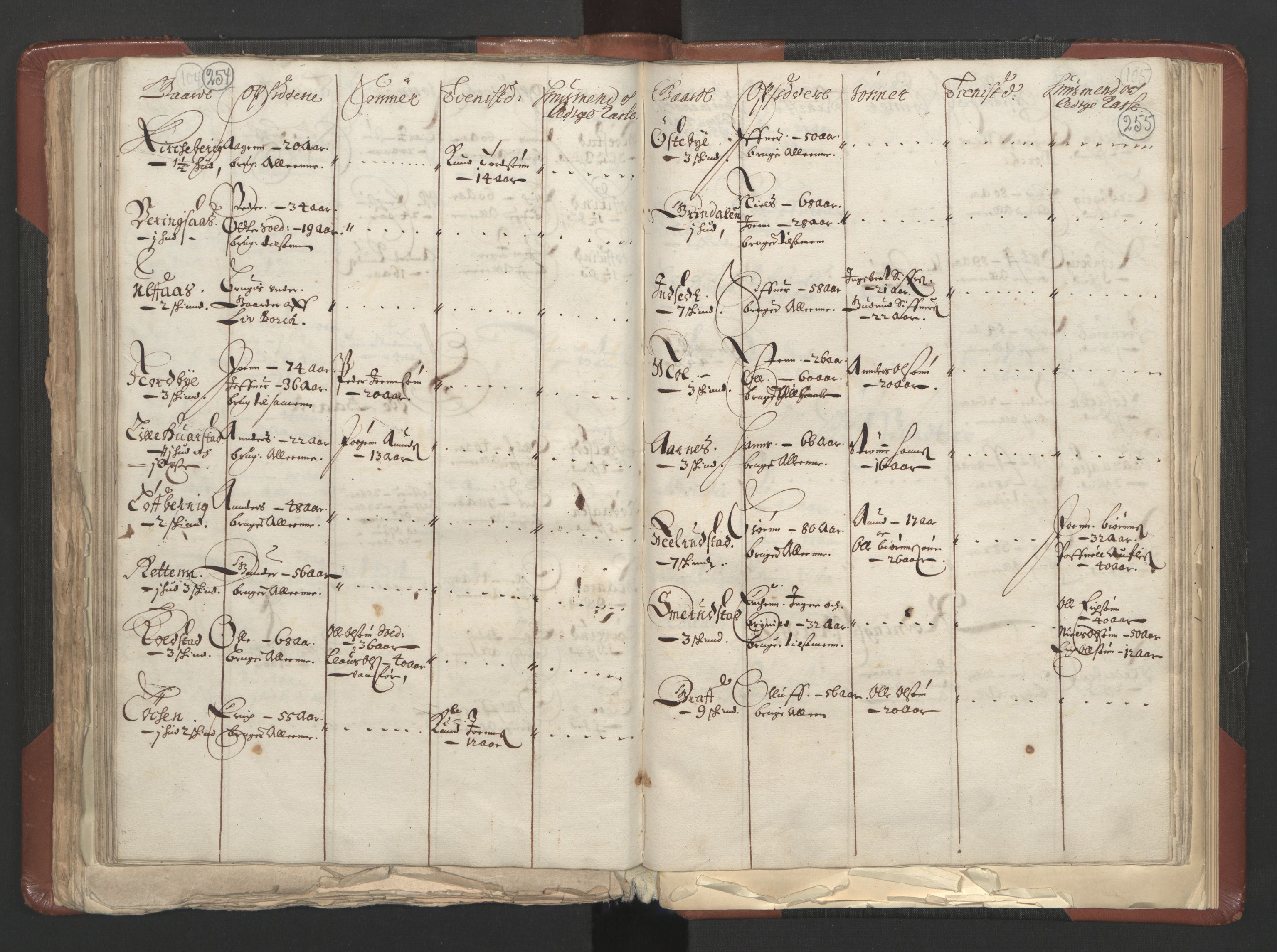 RA, Bailiff's Census 1664-1666, no. 3: Hedmark fogderi and Solør, Østerdal and Odal fogderi, 1664, p. 254-255