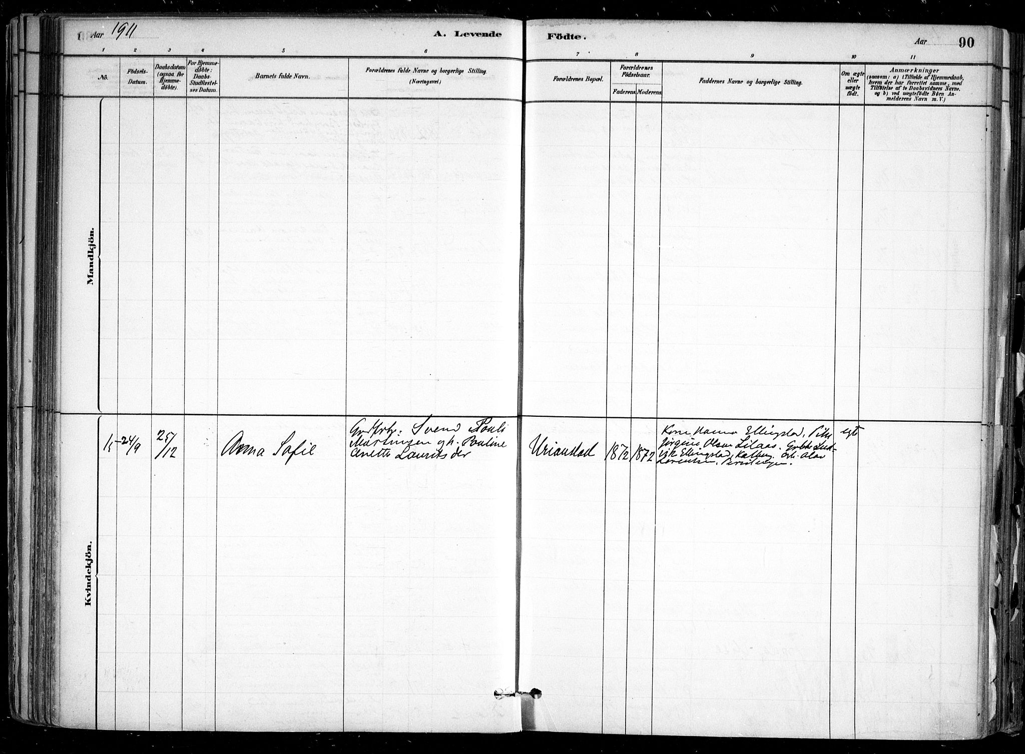 Nesodden prestekontor Kirkebøker, SAO/A-10013/F/Fa/L0009: Parish register (official) no. I 9, 1880-1915, p. 90