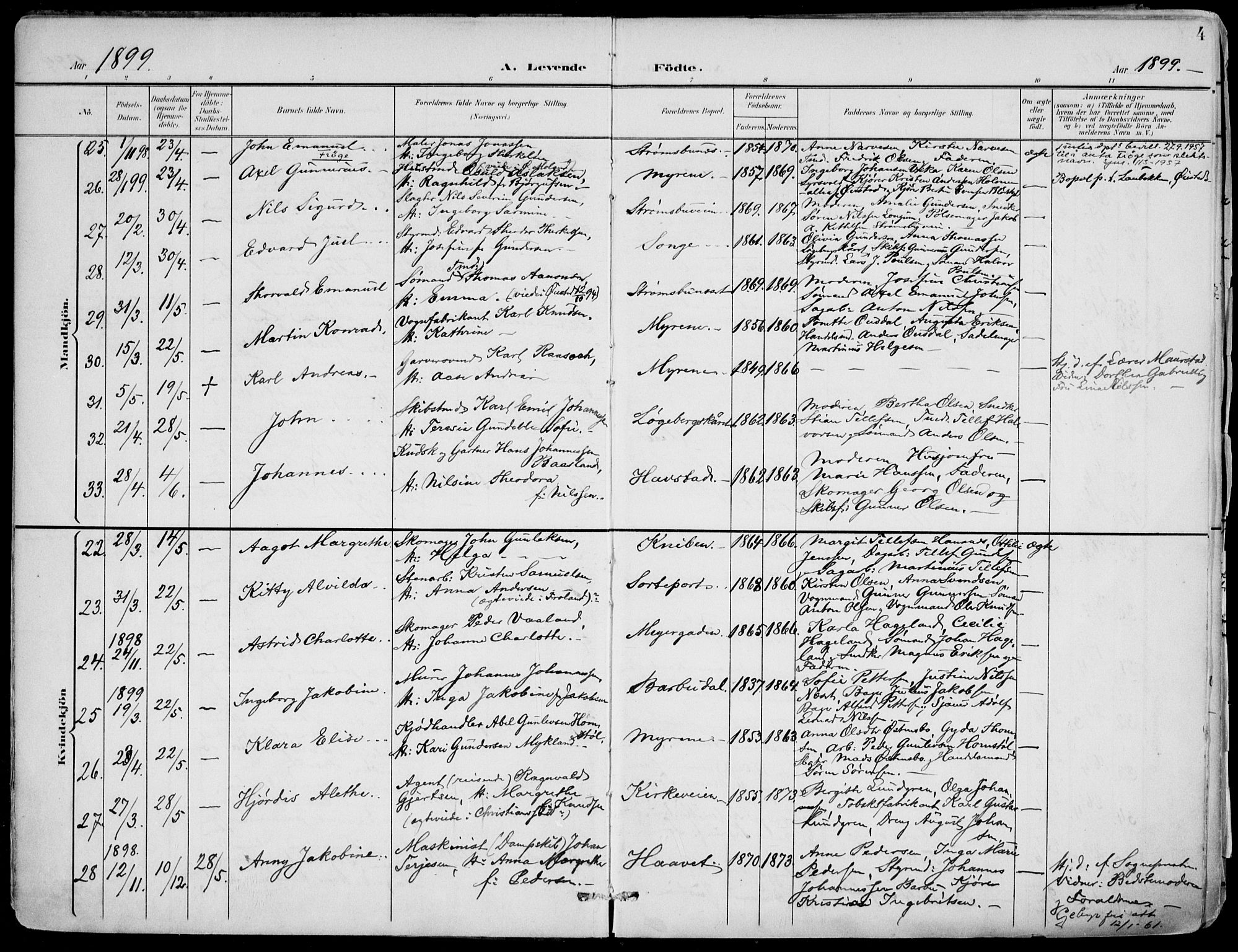 Barbu sokneprestkontor, AV/SAK-1111-0003/F/Fa/L0005: Parish register (official) no. A 5, 1899-1909, p. 4