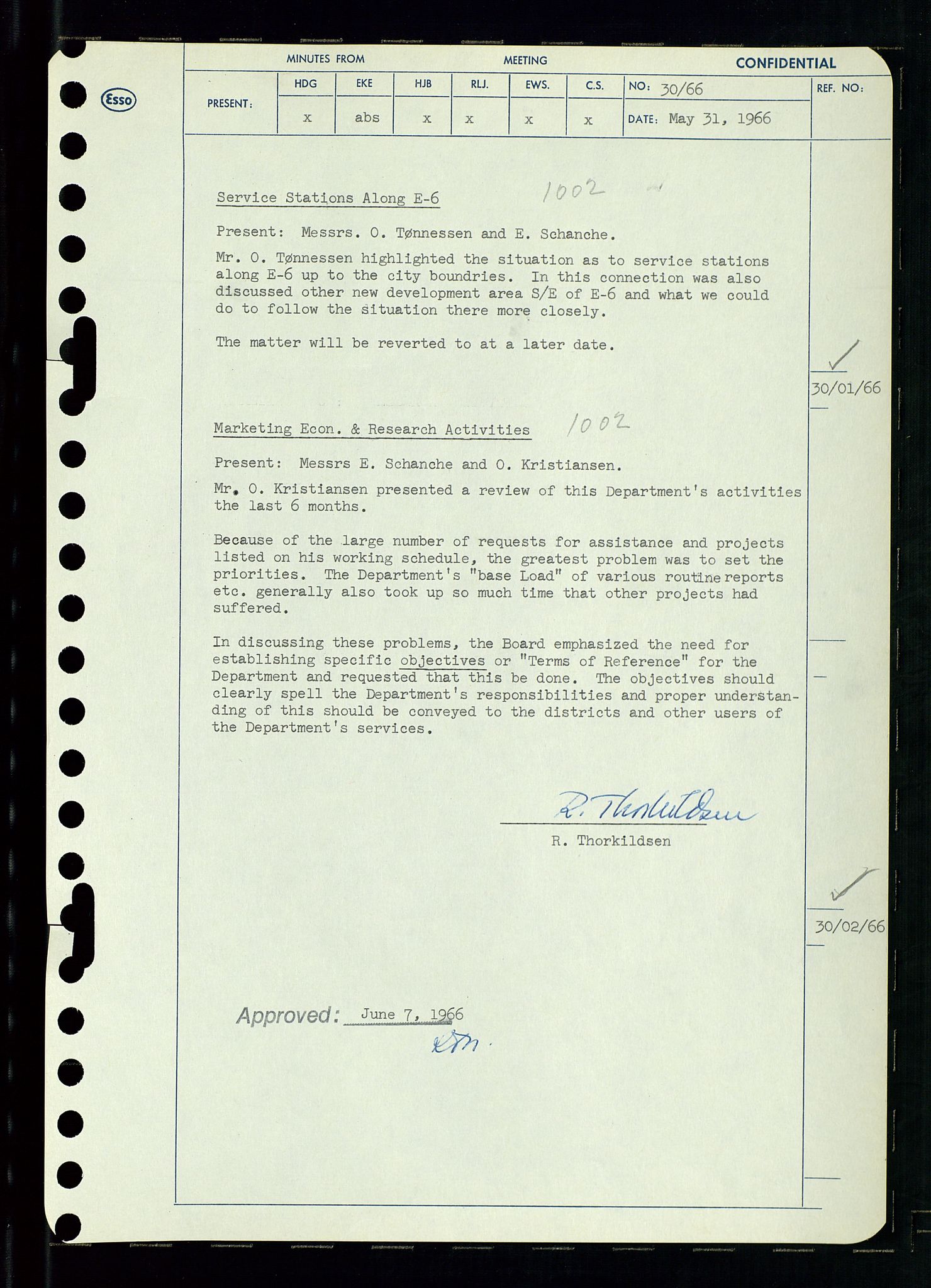 Pa 0982 - Esso Norge A/S, AV/SAST-A-100448/A/Aa/L0002/0002: Den administrerende direksjon Board minutes (styrereferater) / Den administrerende direksjon Board minutes (styrereferater), 1966, p. 66