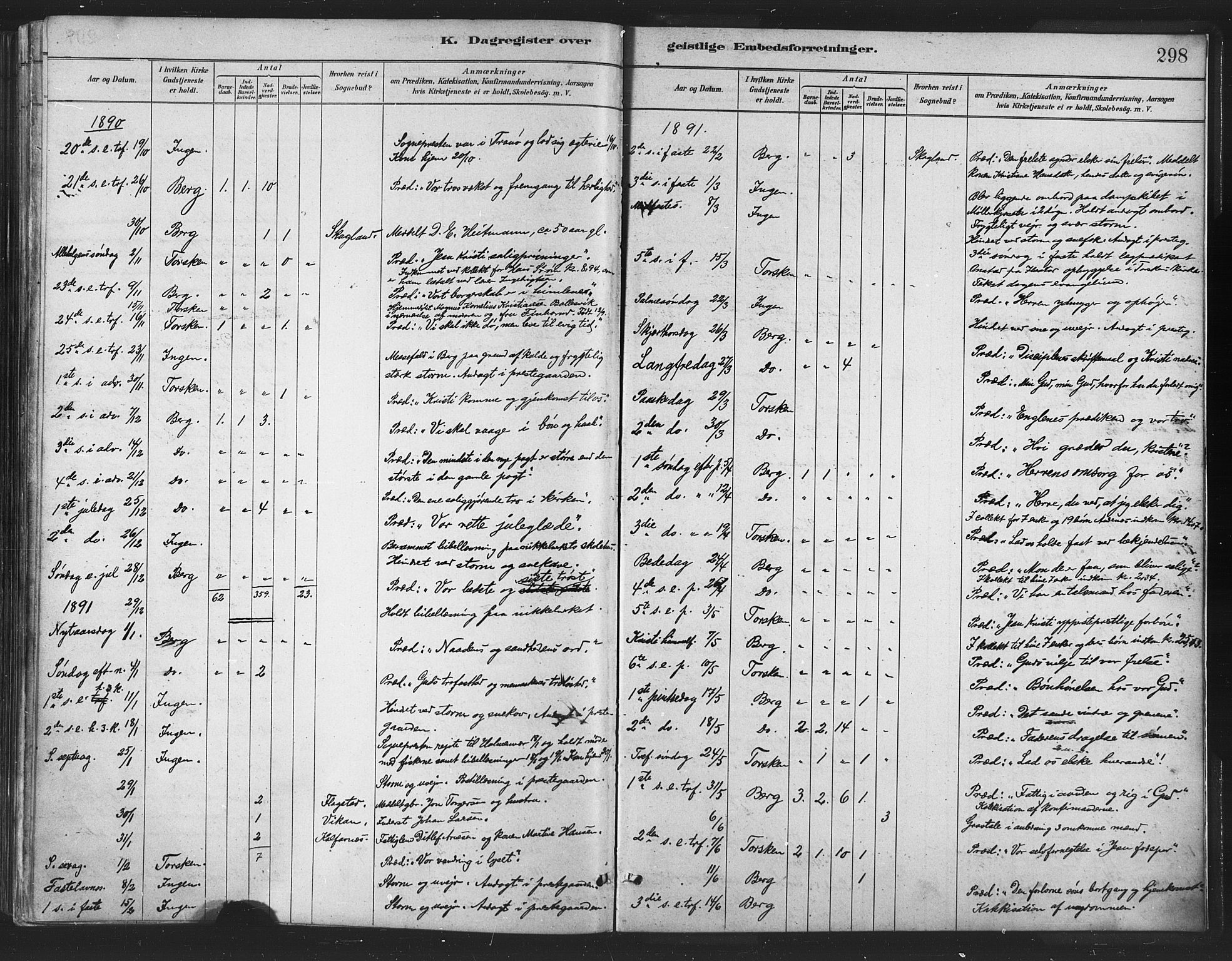 Berg sokneprestkontor, SATØ/S-1318/G/Ga/Gaa/L0004kirke: Parish register (official) no. 4, 1880-1894, p. 298