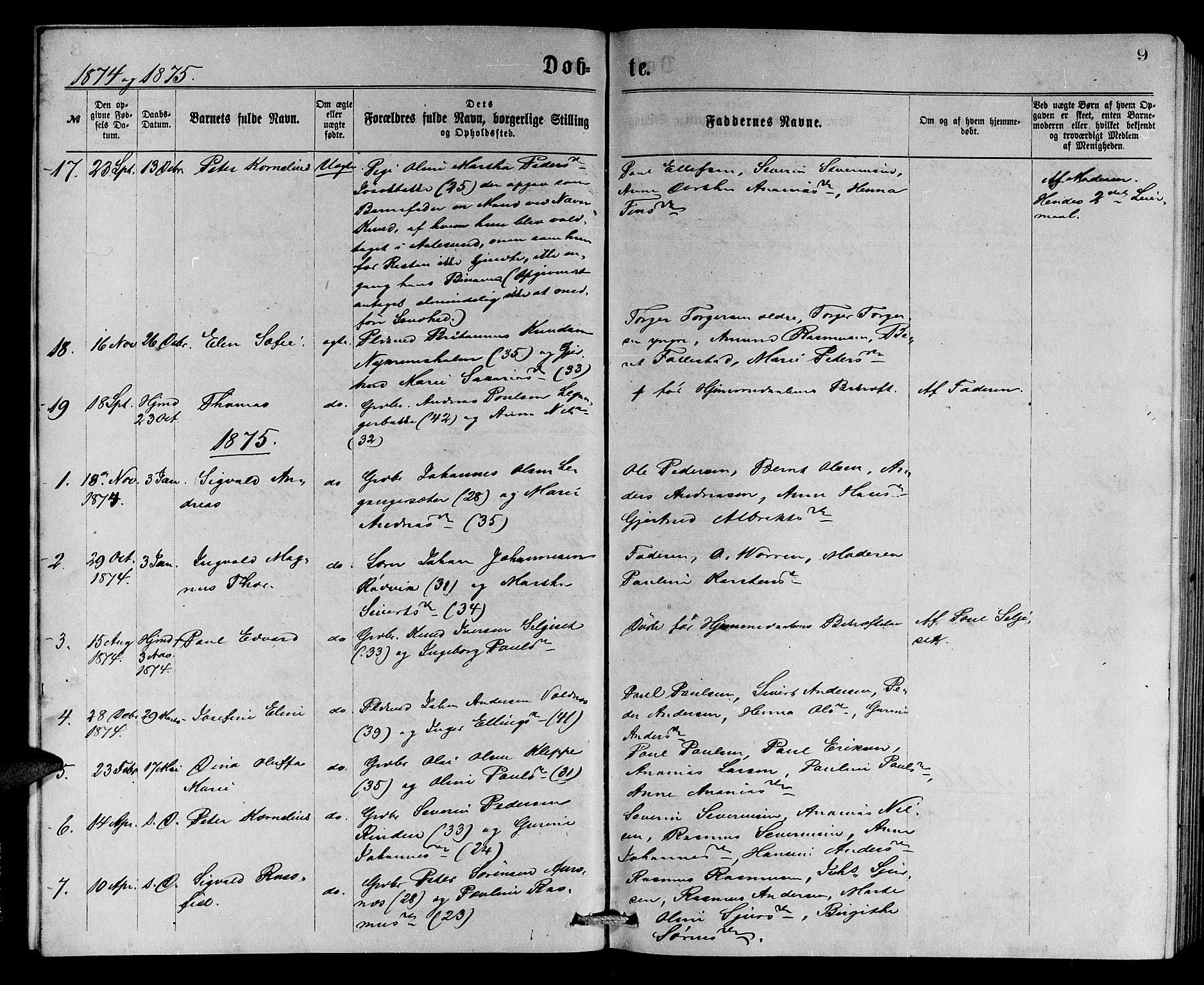 Ministerialprotokoller, klokkerbøker og fødselsregistre - Møre og Romsdal, SAT/A-1454/508/L0094: Parish register (official) no. 508A01, 1873-1886, p. 9