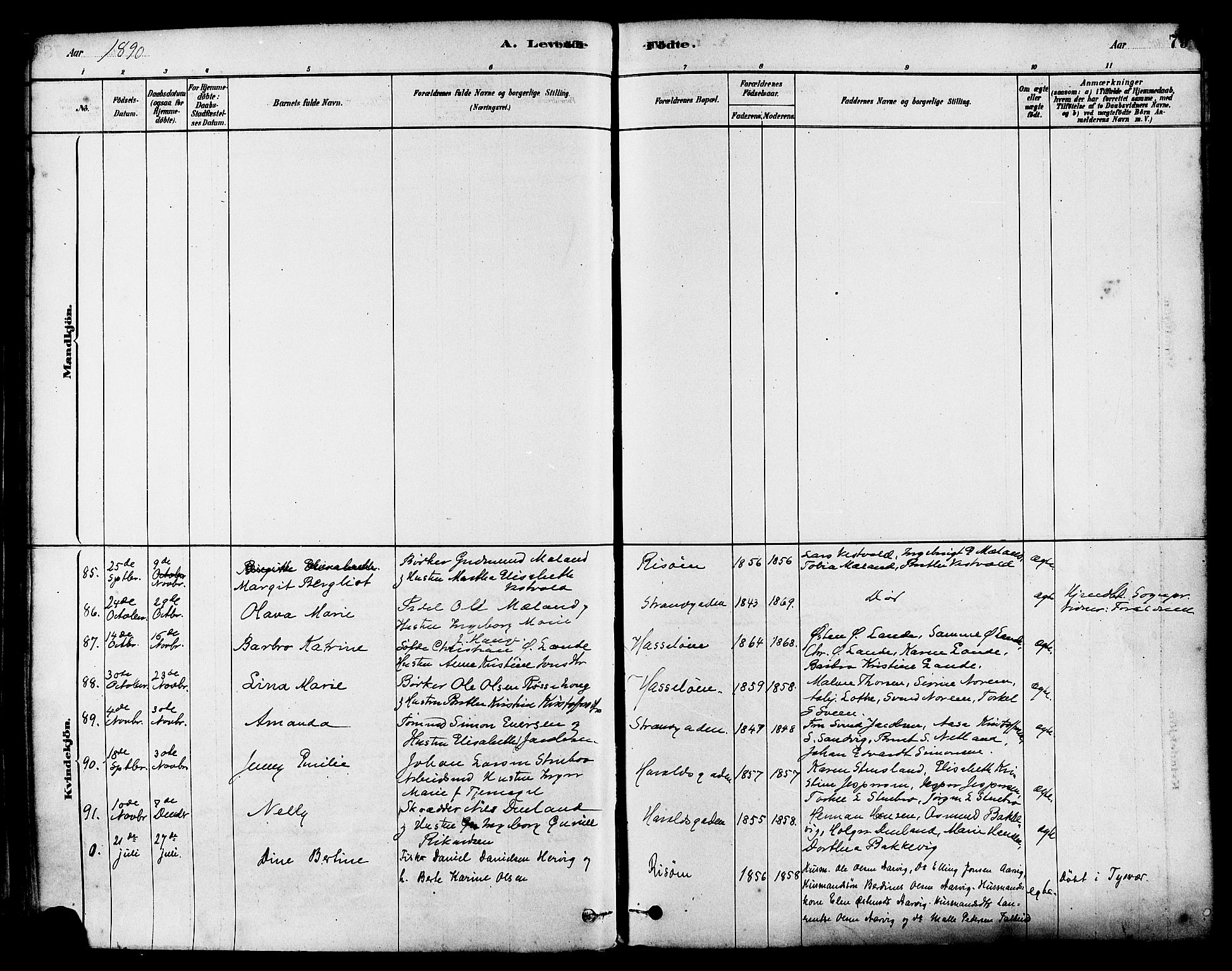 Haugesund sokneprestkontor, AV/SAST-A -101863/H/Ha/Haa/L0003: Parish register (official) no. A 3, 1885-1890, p. 79